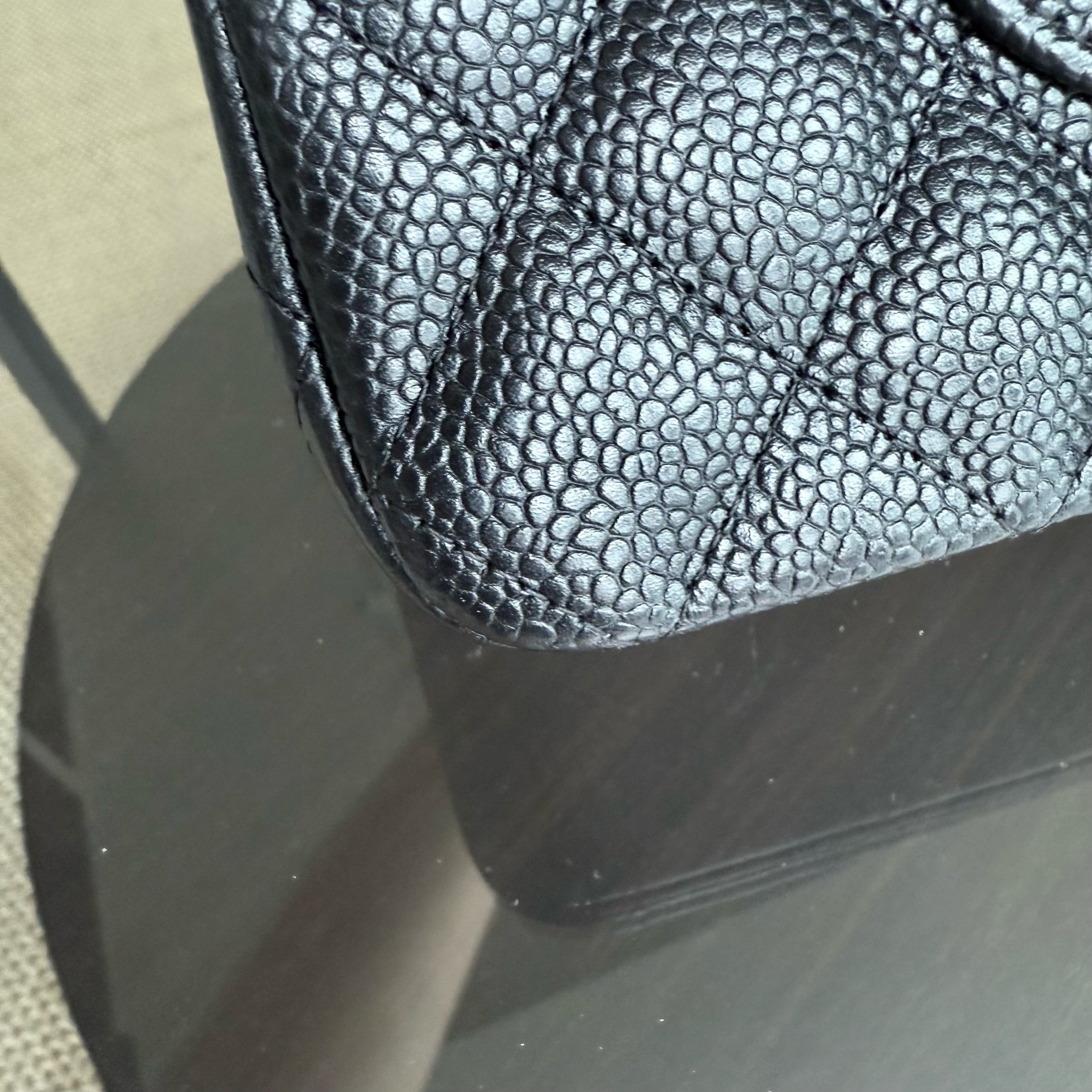 Chanel Classic Flap Medium - 25CM Quilted Caviar Black Silver Hardware Series 12