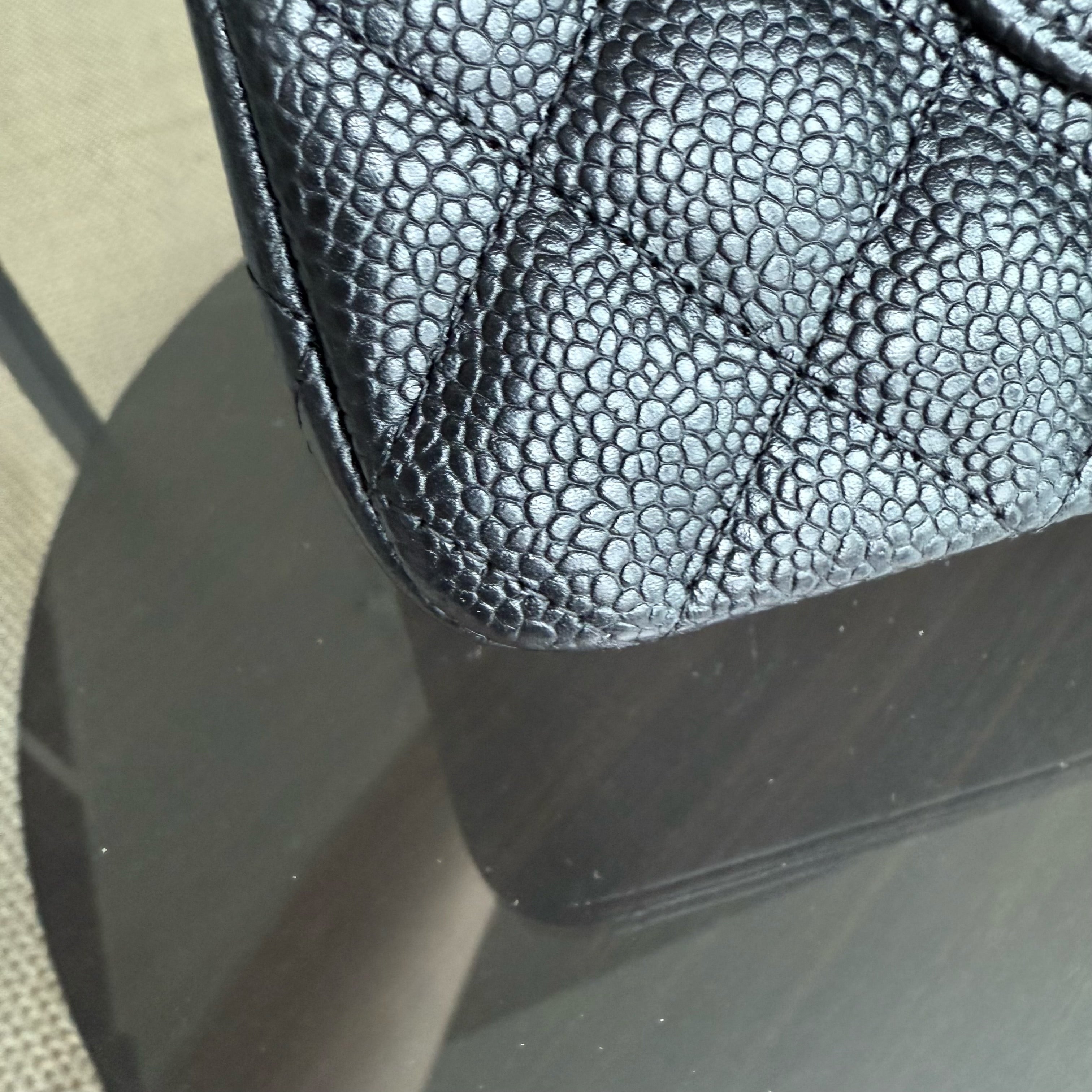 Chanel Classic Flap Medium - 25CM Quilted Caviar Black Silver Hardware Series 12