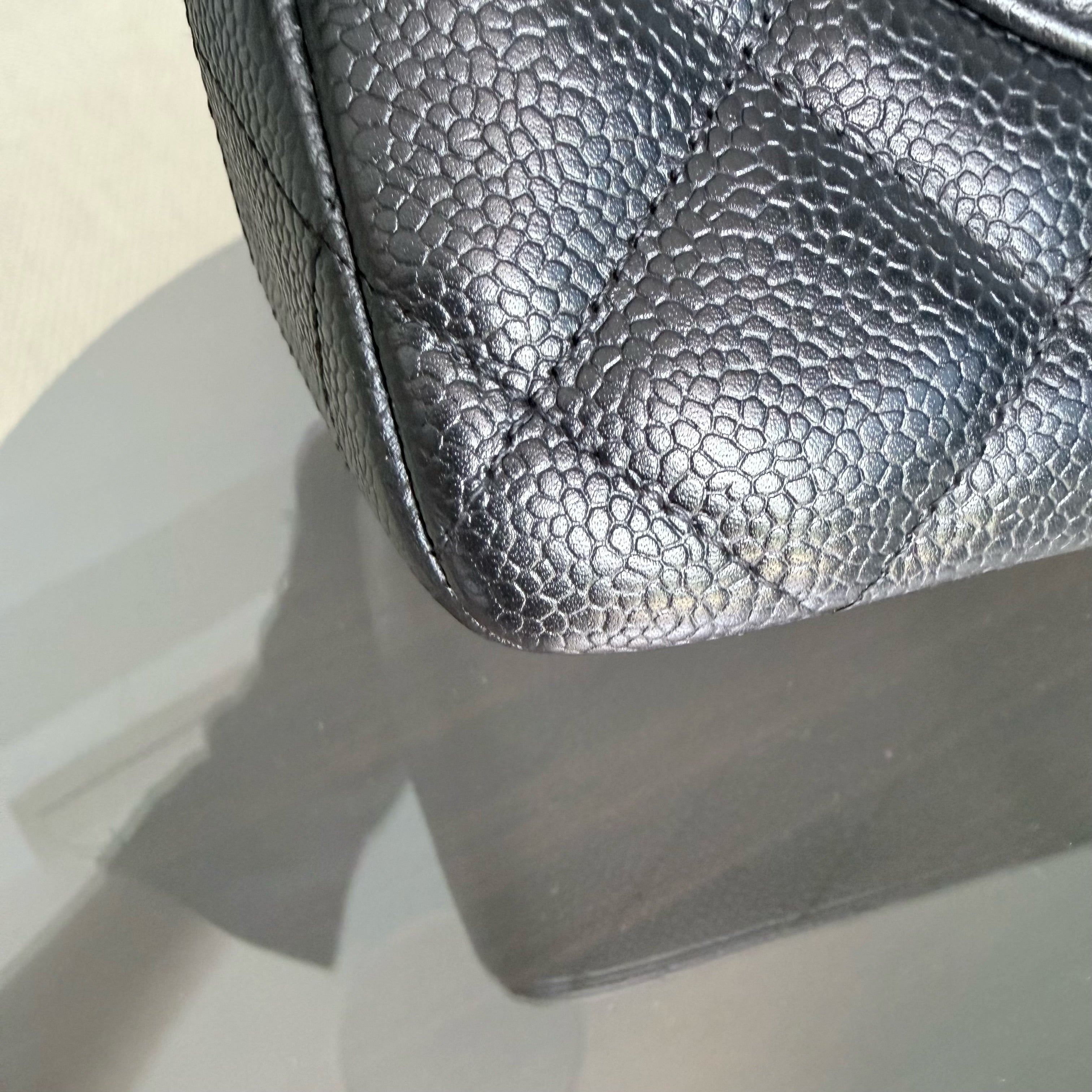 Chanel Classic Flap Jumbo - Caviar 30CM Single Flap Quilted Black Silver Hardware