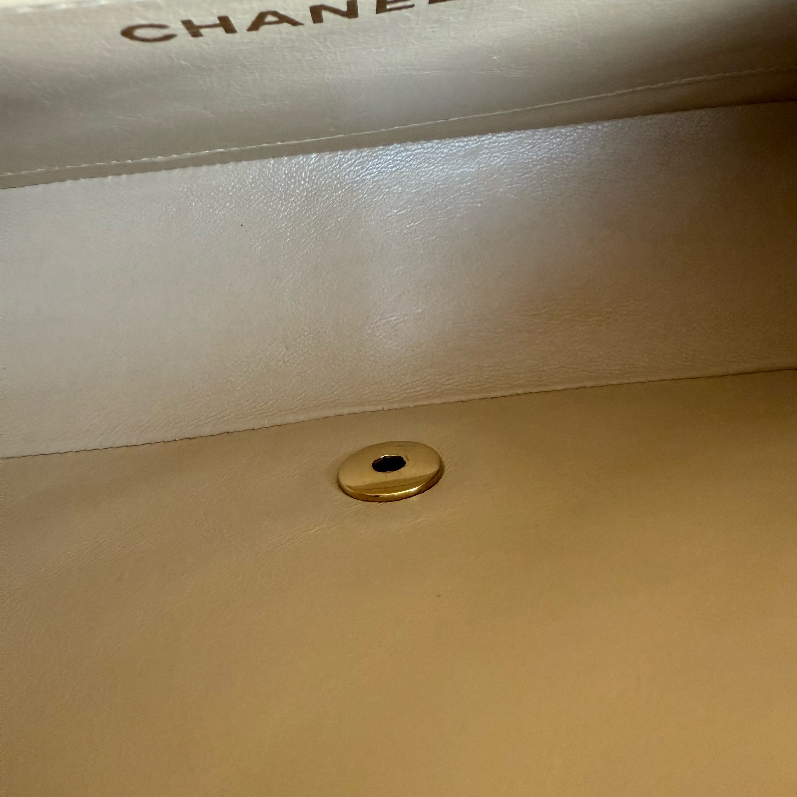 Chanel Diana Medium Vintage - Quilted Lambskin Beige Gold Hardware Series 3