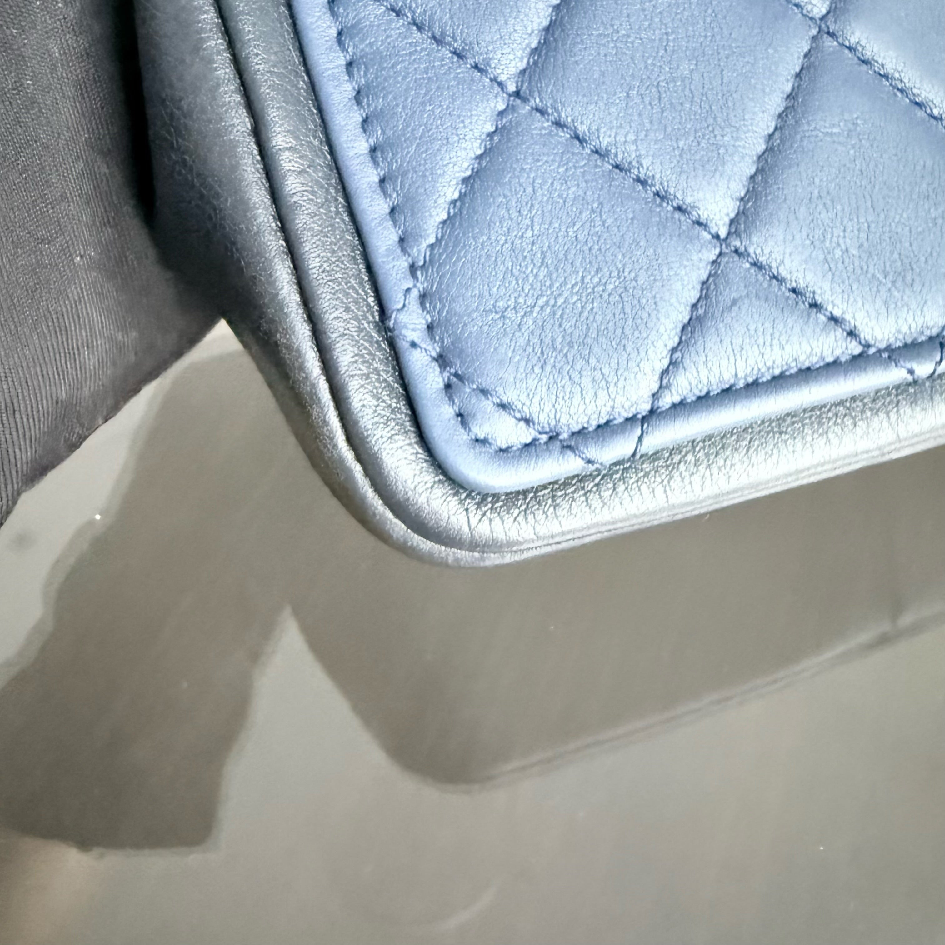 Chanel Seasonal Flap Small - 23CM Quilted Lambskin Bi-Color Blue Black Gold Hardware