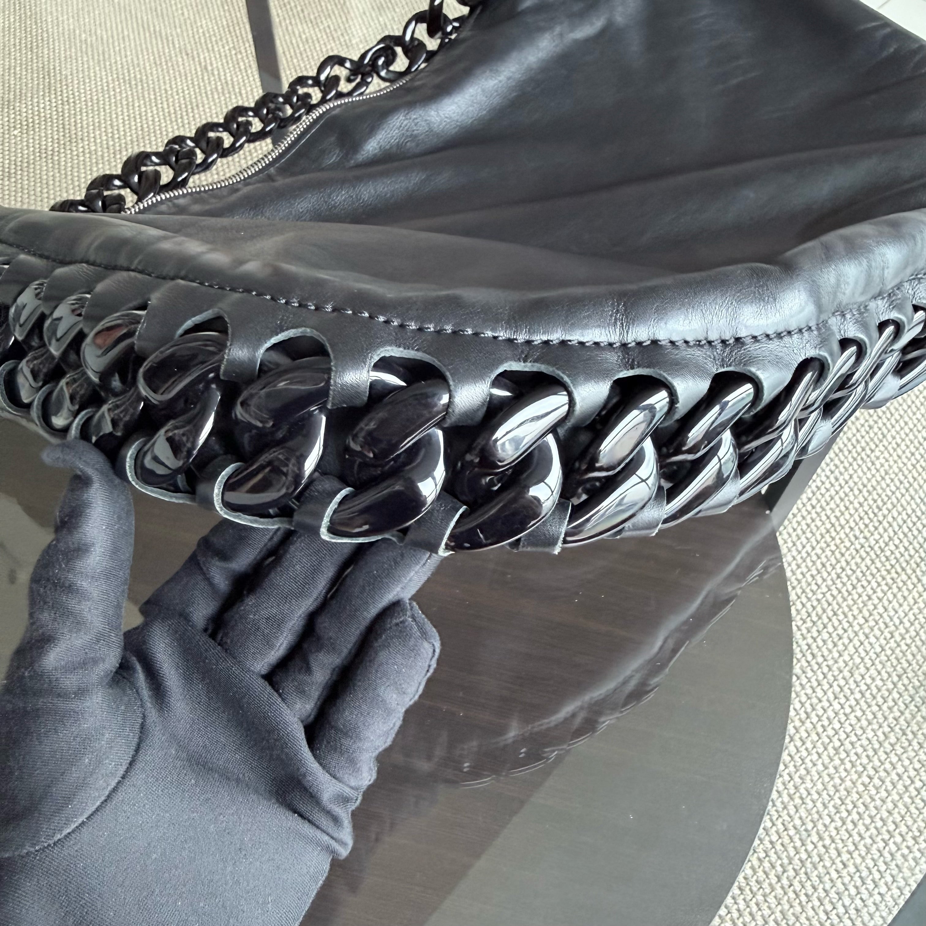 Chanel Shopping Tote - Calfskin Quilted Black Gold Hardware Series 11