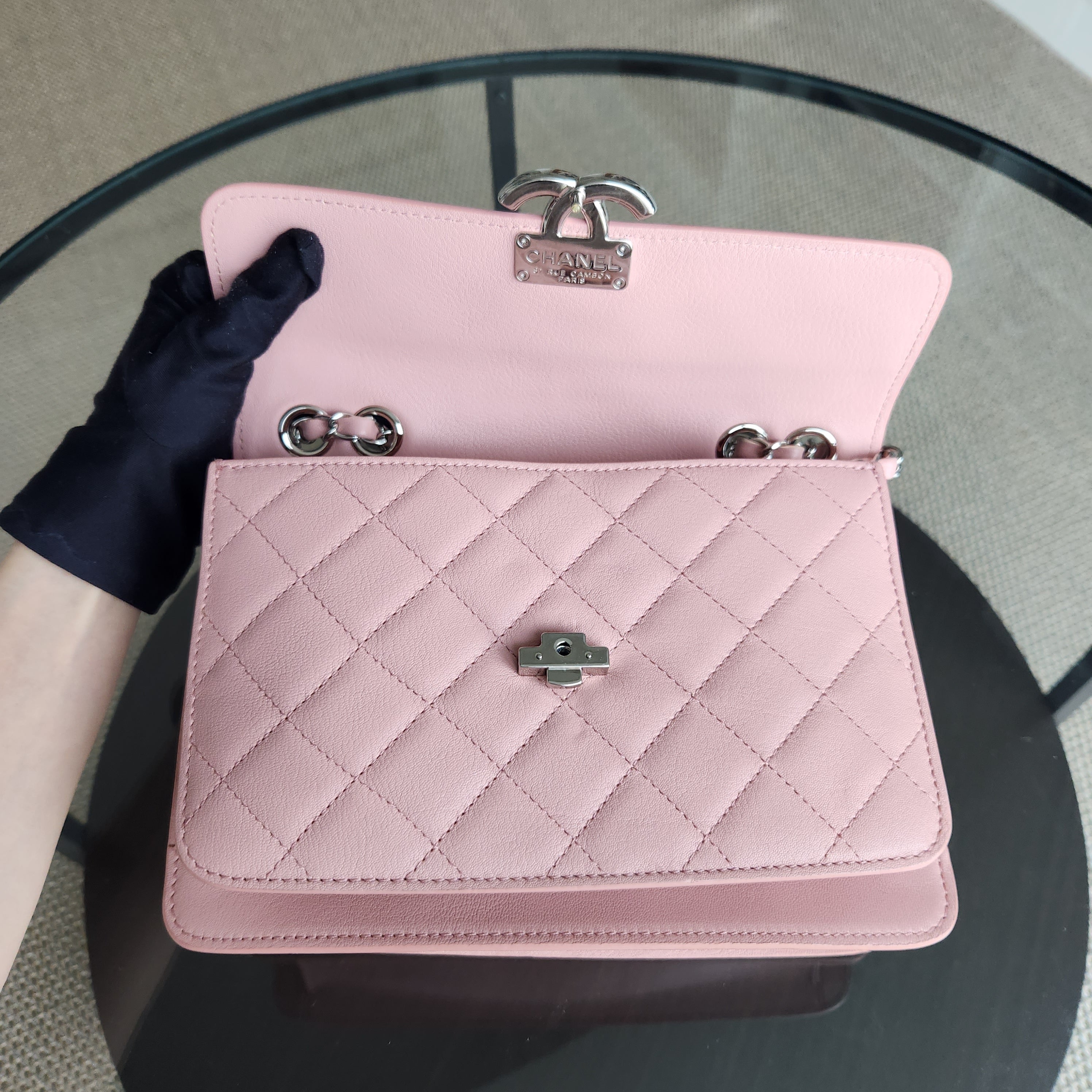 Chanel CC Box Flap - Calfskin Quilted Pink Silver Hardware Series 24