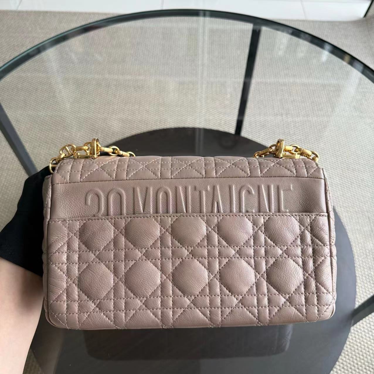 Dior Caro Medium - 25CM Cannage Calfskin Milktea Blush Gold Hardware