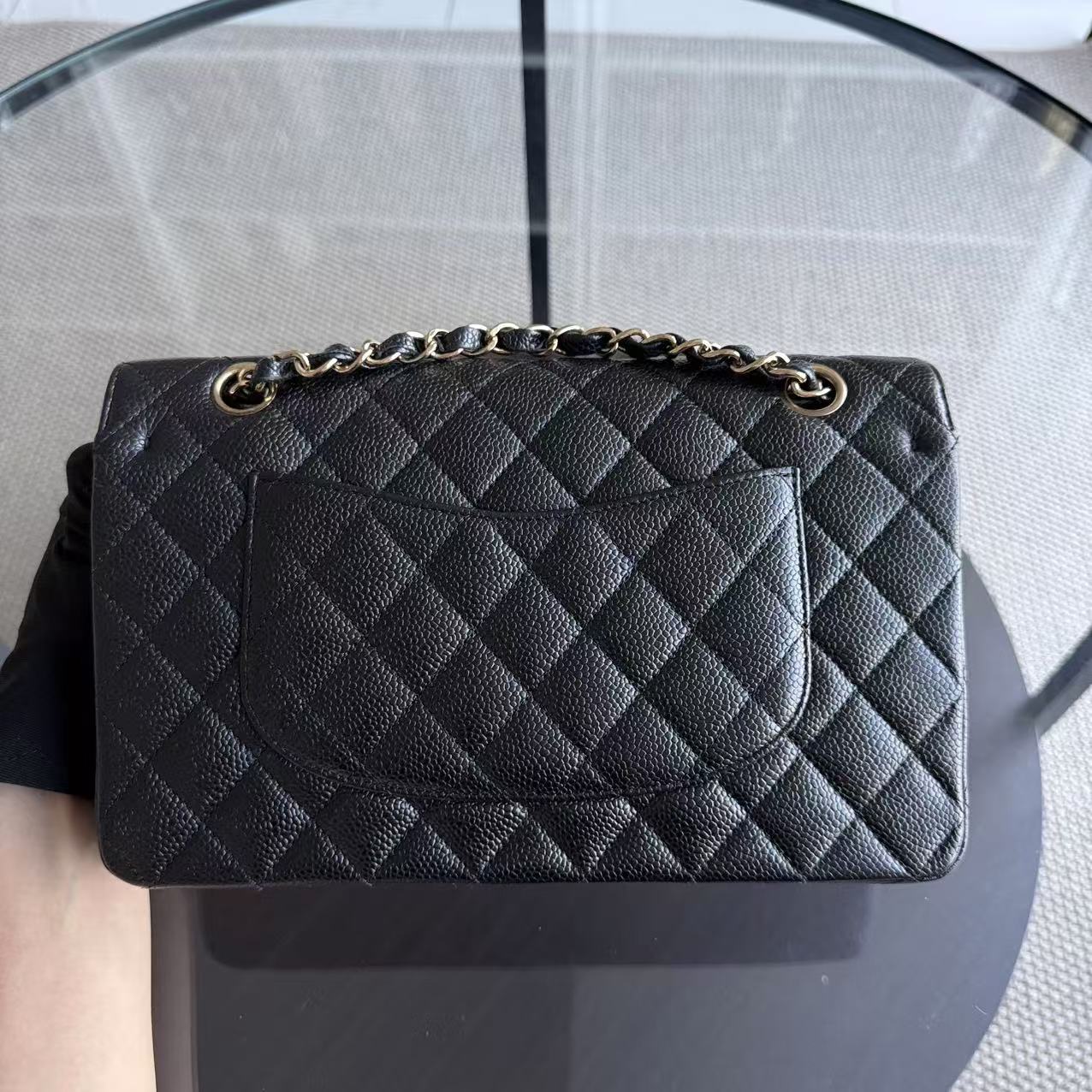 Chanel Classic Flap Medium - Caviar 25CM Quilted Black Gold Hardware Series 13