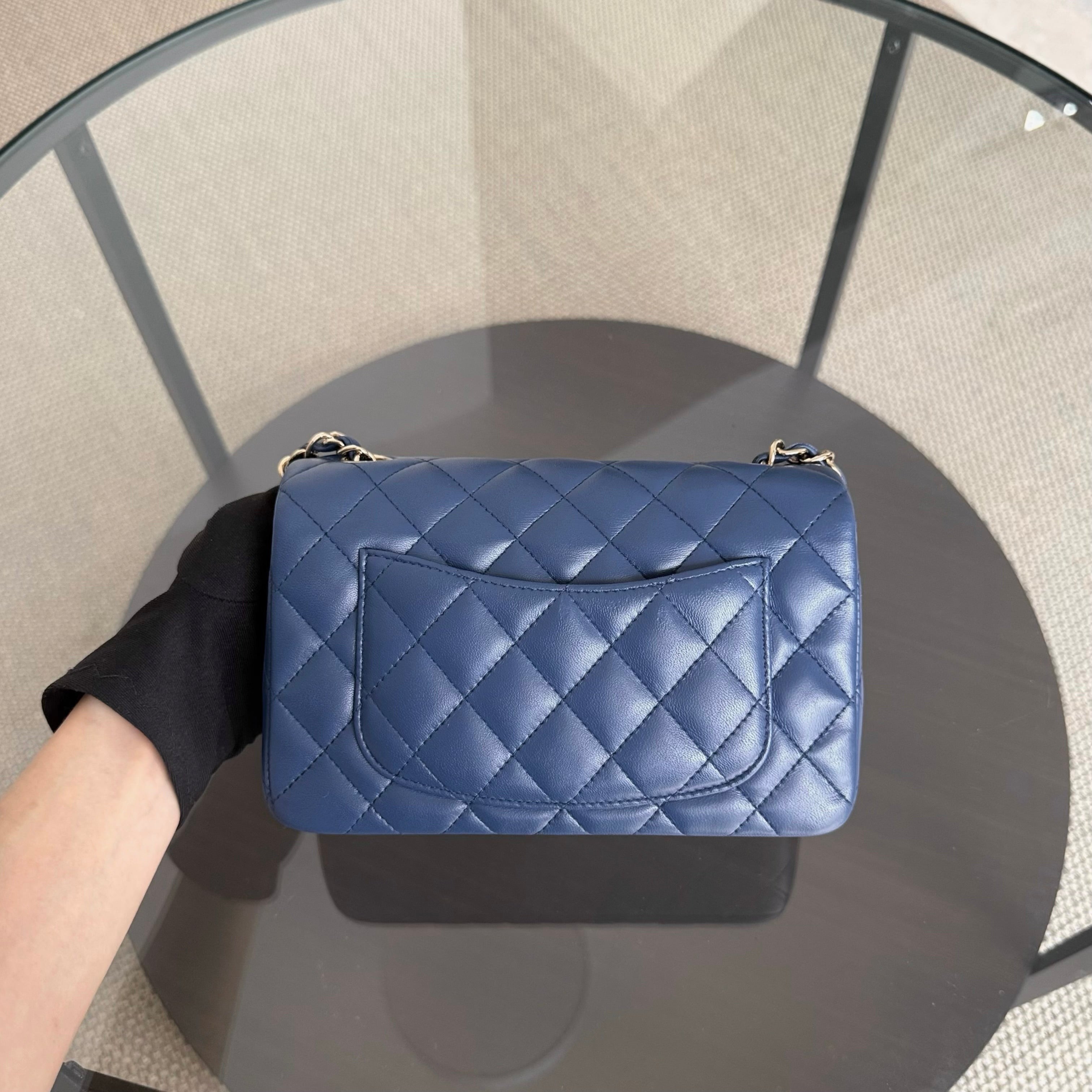 Chanel Mini Rectangle Classic Flap - 20CM Lamskin Quilted Blue Gold Hardware Series 25