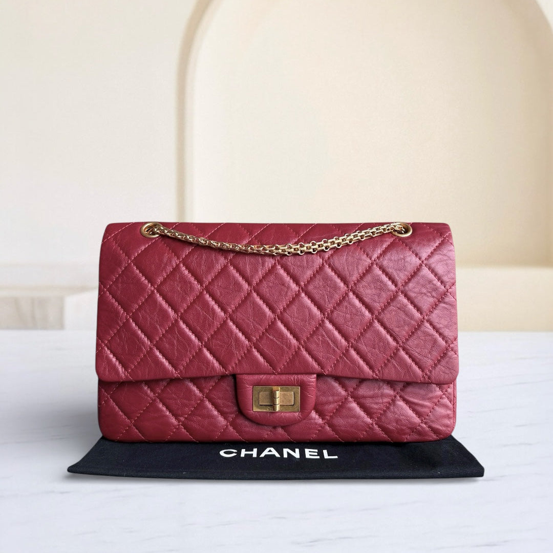 Chanel 2.55 Reissue 227 - Quilted Aged Calfskin Dark Red Gold Hardware Series 21