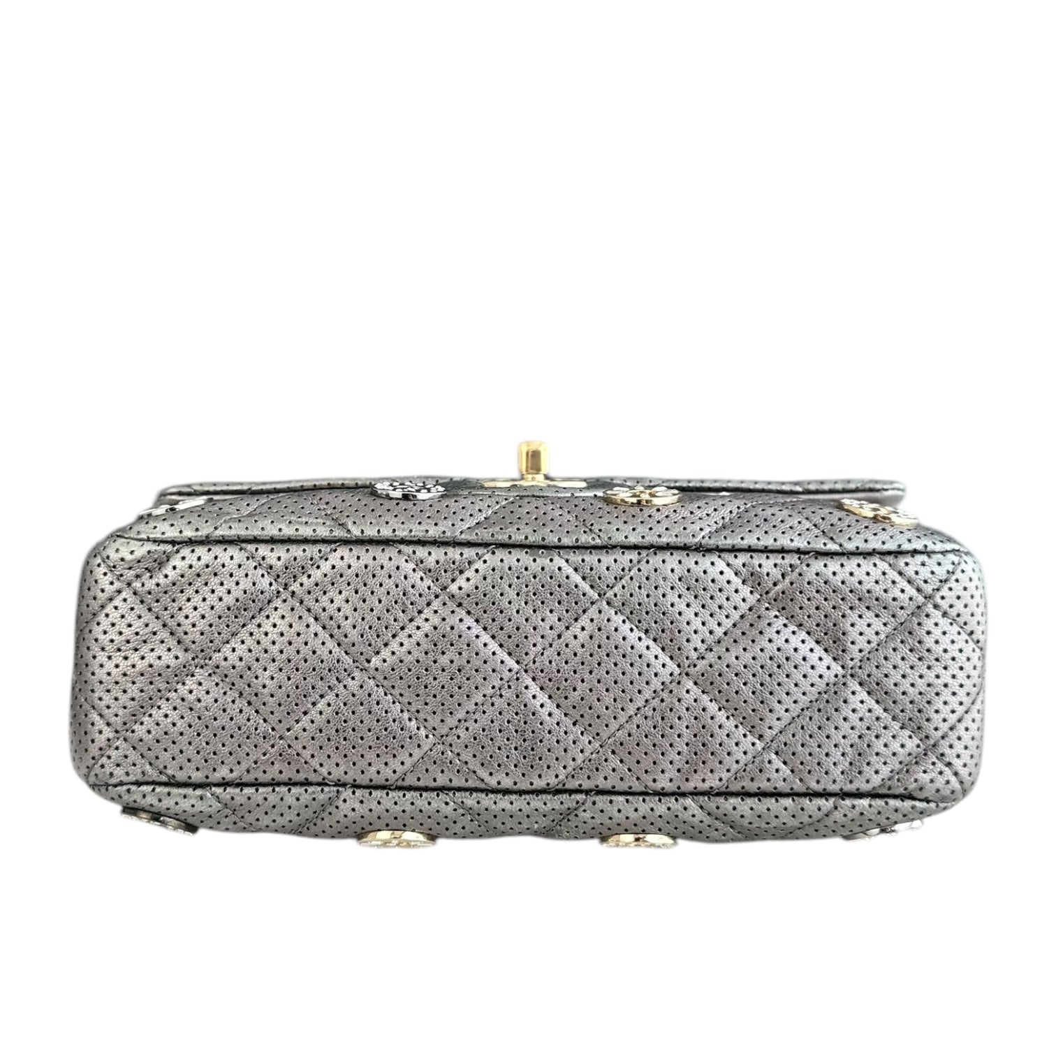 Chanel Seasonal Flap - Cruise Paris-Dubai Medals 2015 Perforated Calfskin Gray Grey Silver Hardware Series 20