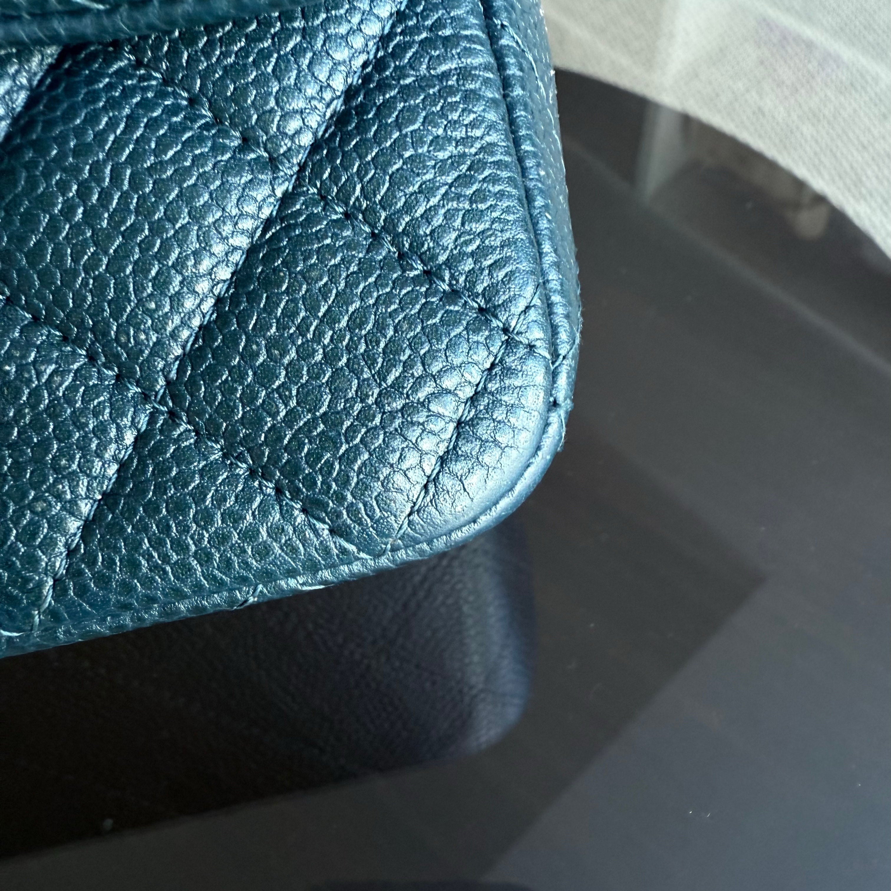 Chanel Classic Flap Mini - 20CM Caviar Quilted Dark Blue Green Silver Hardware Series 20