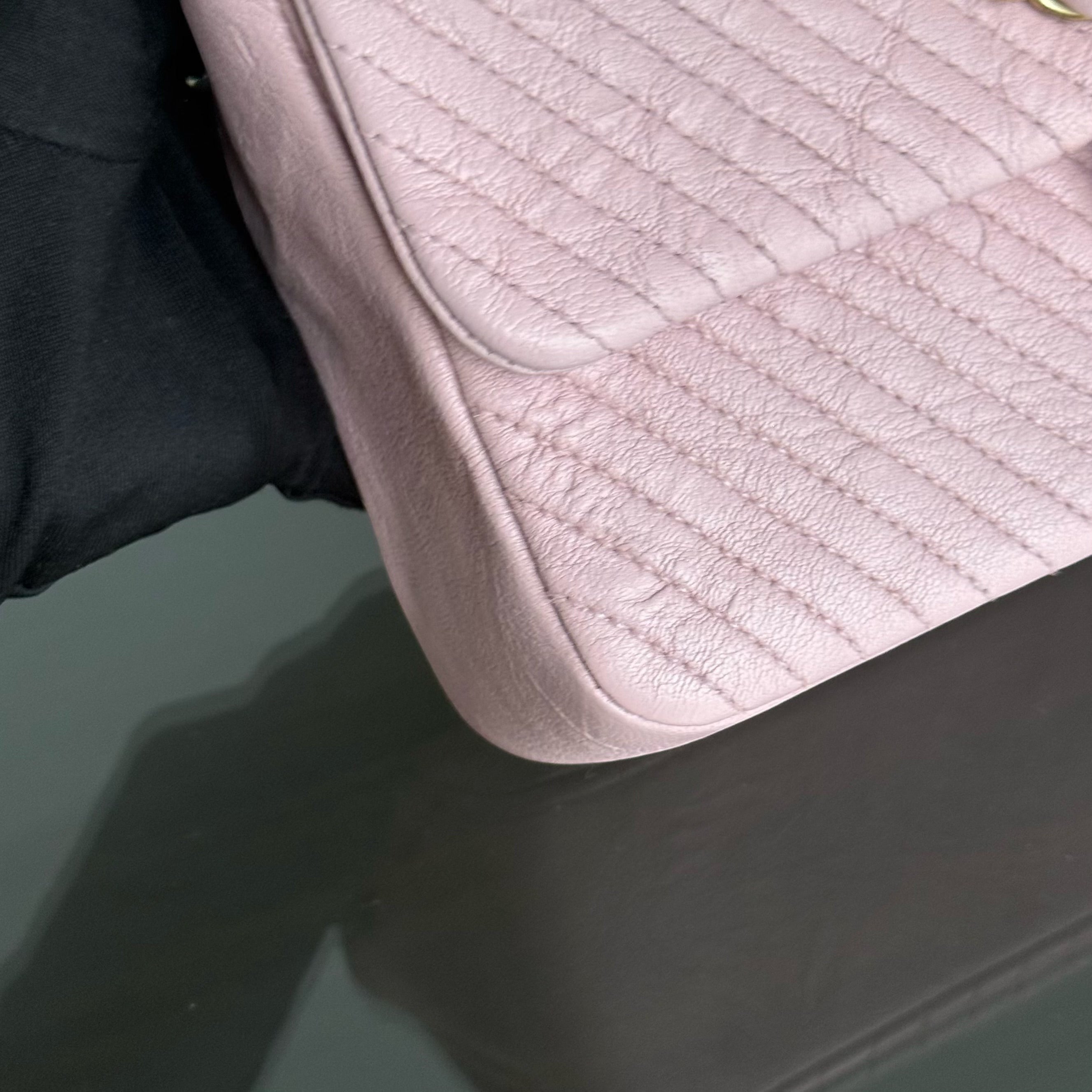 Chanel Herringbone Medallion - Chevron Seasonal Flap Light Pink Aged Gold Hardware Series 21