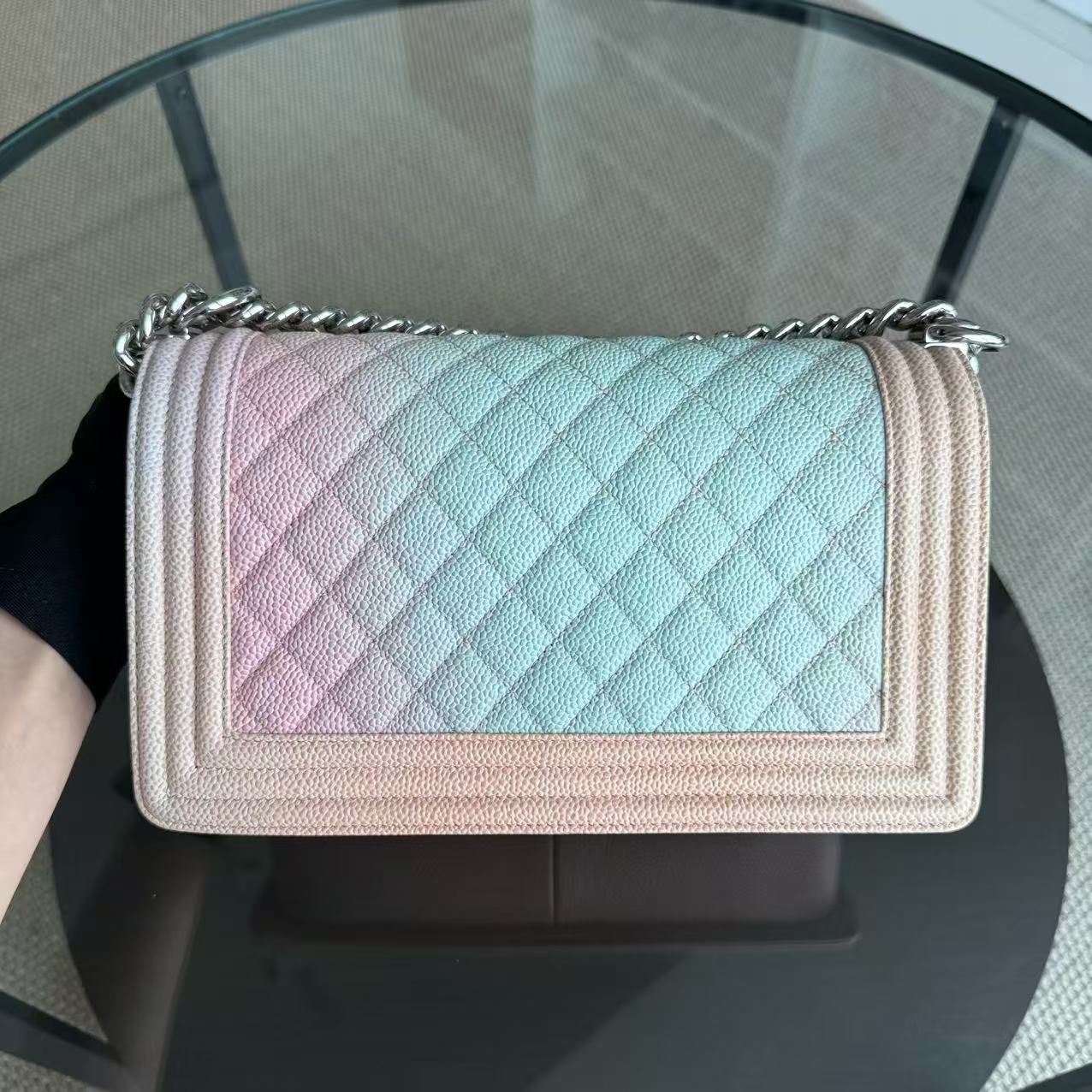 *Rare, Unused* Chanel Boy Medium - 25CM Raibow Caviar Quilted Mixed Hardware Series 25