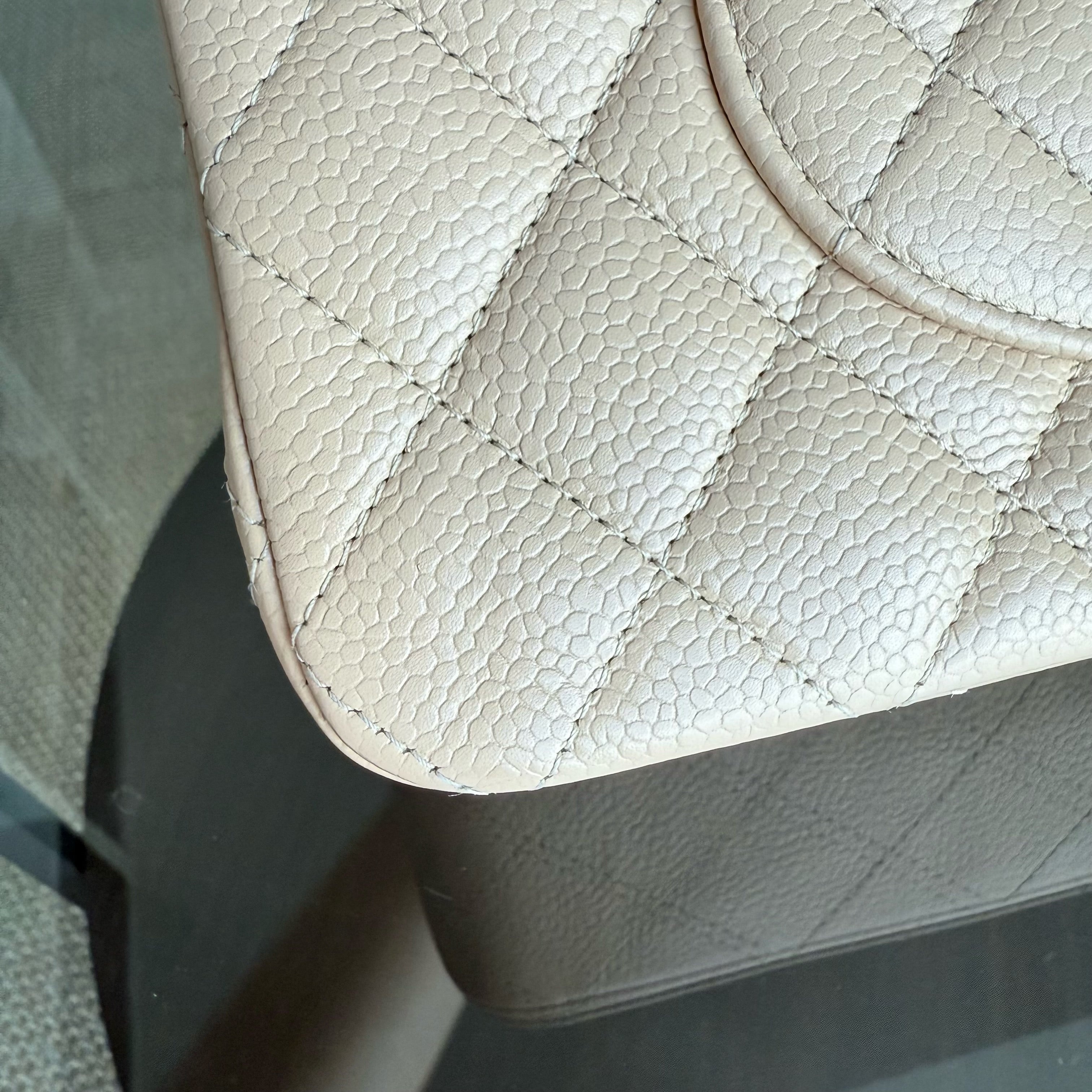 Chanel Classic Flap Medium - 25CM Quilted Lambskin Beige Silver Hardware Series 14