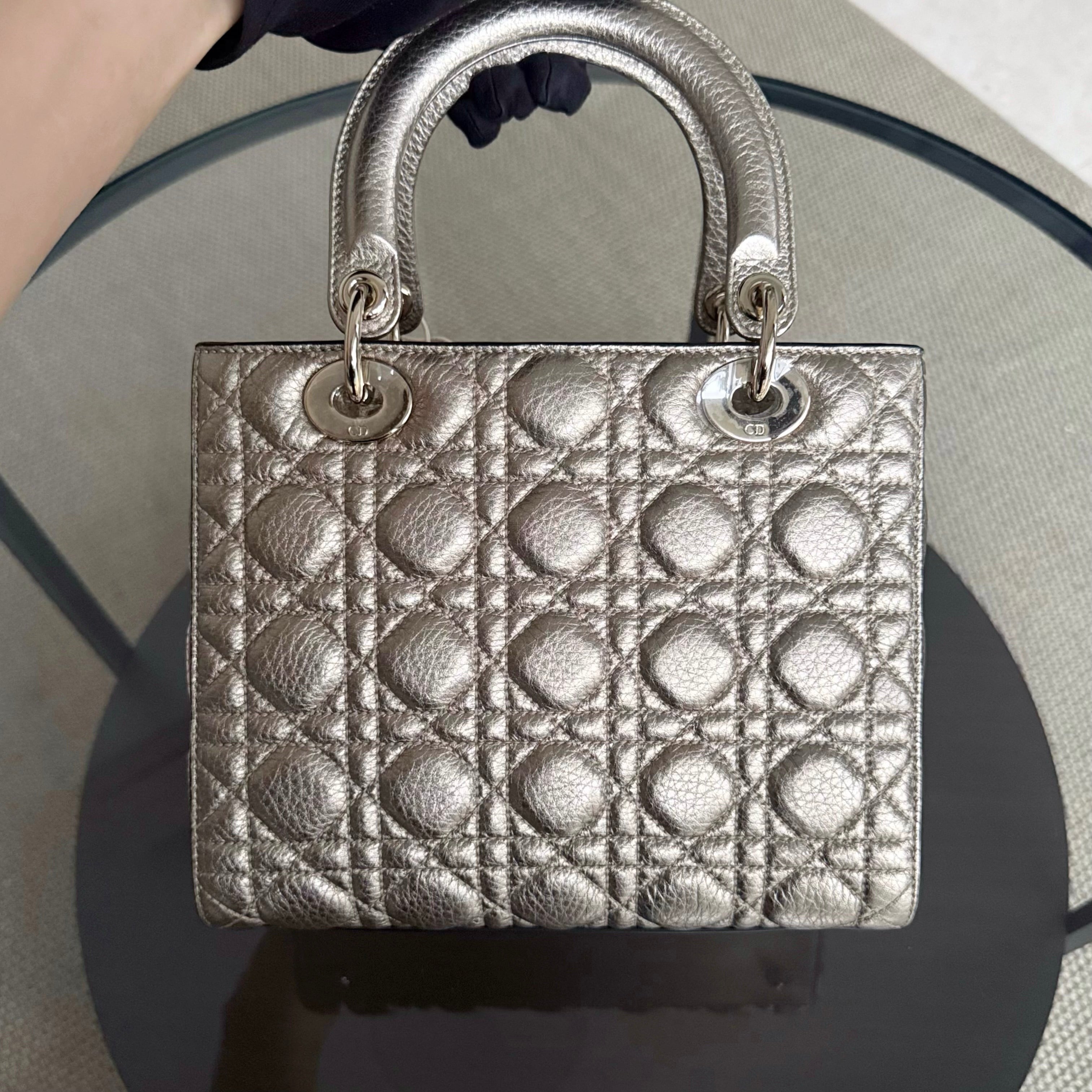 Dior Lady Medium Flap - Cannage Metallic Gold Gold Hardware