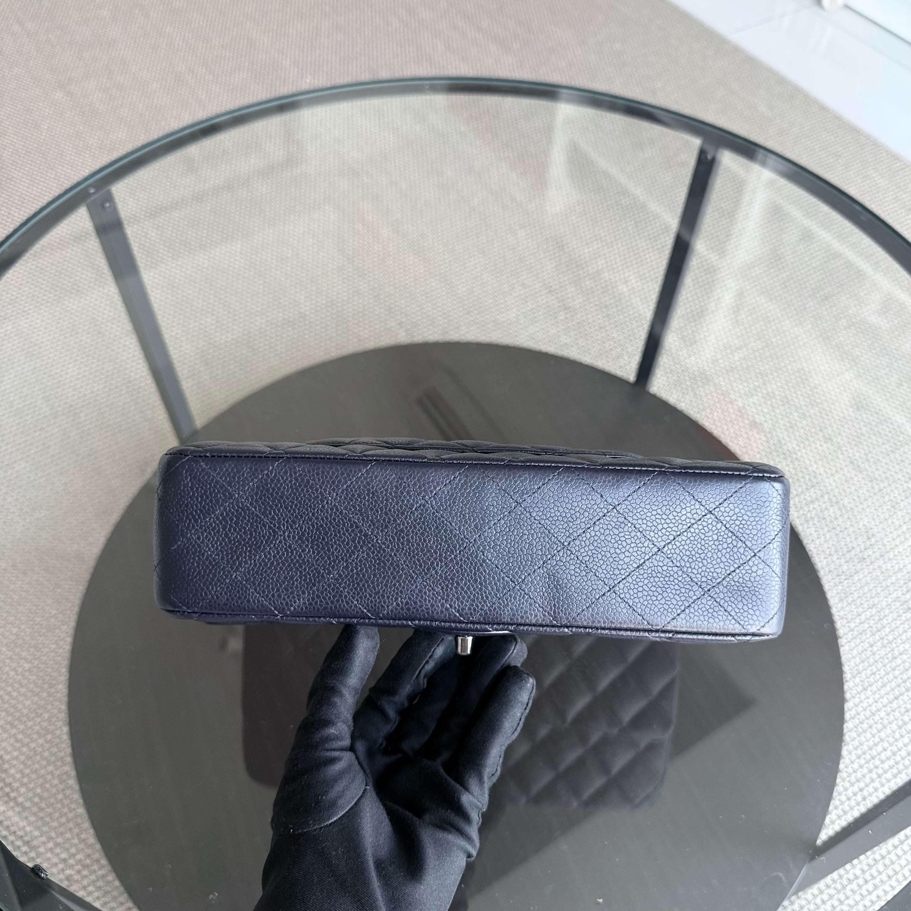 Chanel Classic Flap Medium - Caviar 25CM Quilted Grained Calfskin Midnight Blue Silver Hardware Series 18