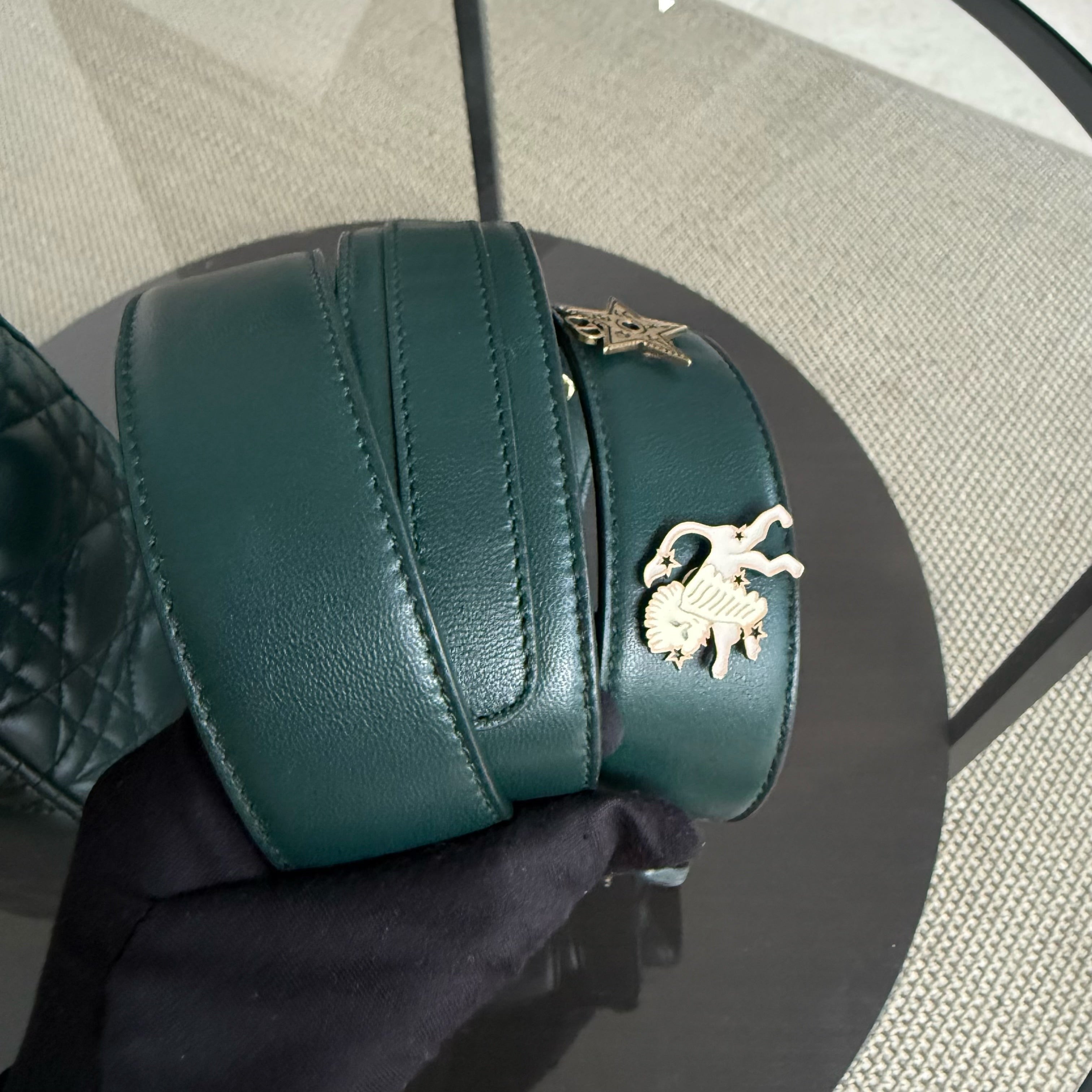 Dior Lady Small Flap - Cannage Lambskin Dark Green Gold Hardware