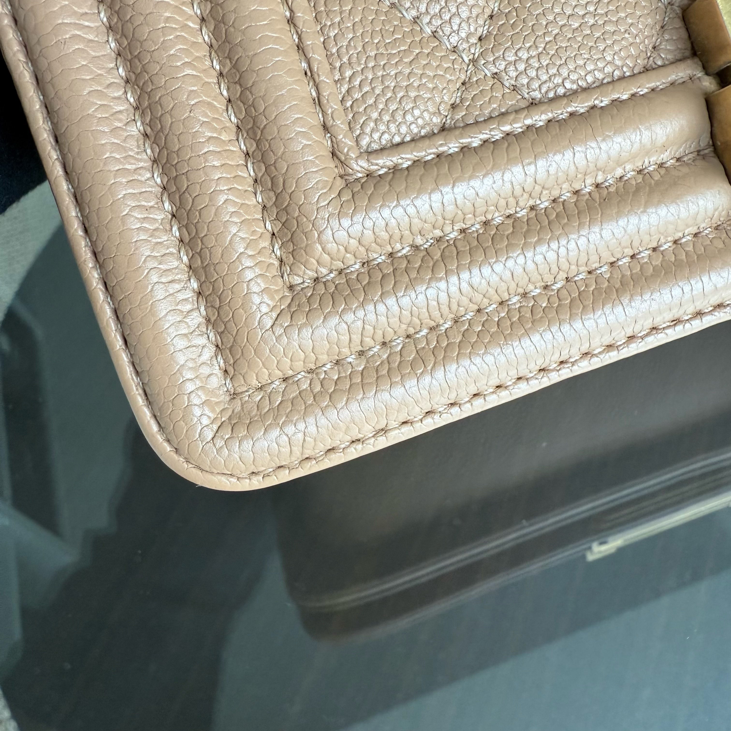 Chanel Boy Small - Caviar 20CM Quilted Caramel Gold Hardware Series 25