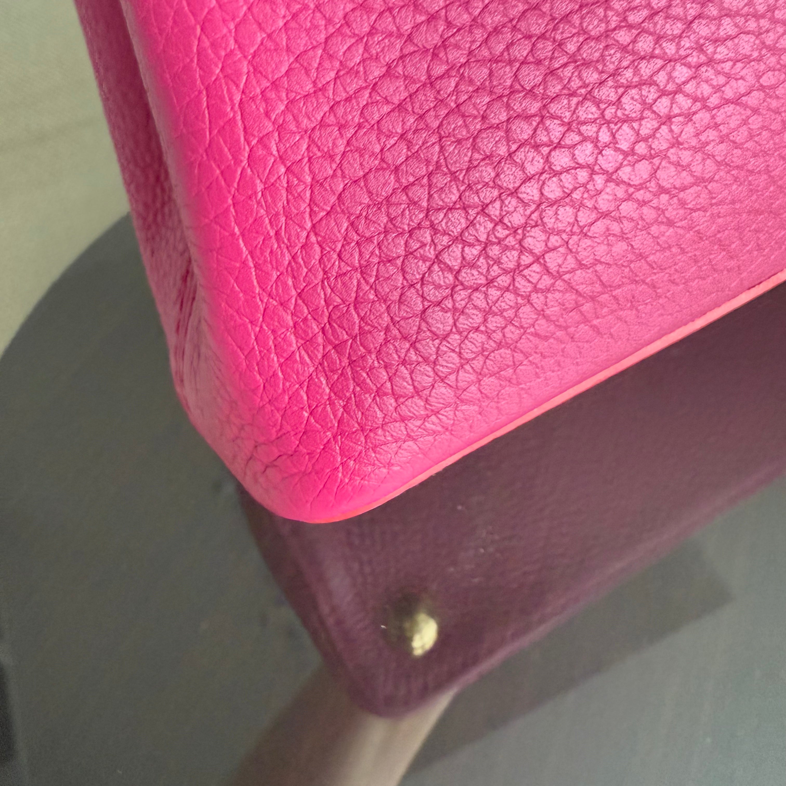 Louis Vuitton Capucines BB - 27CM Grained Calfskin Hot Pink Gold Hardware