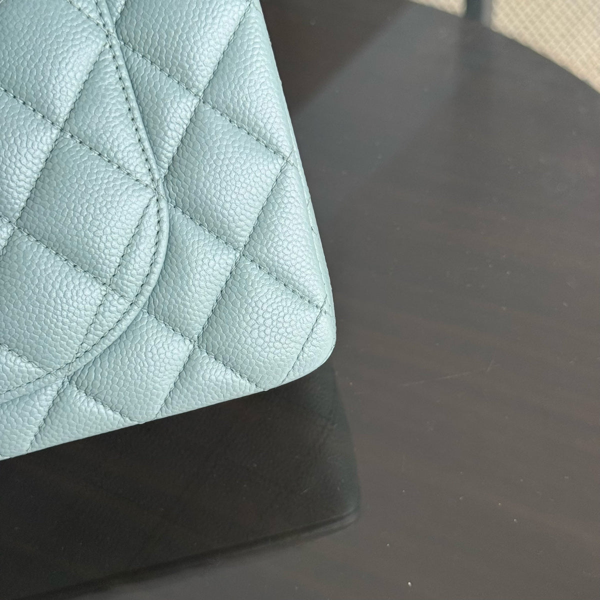 Chanel Classic Flap Small - Caviar 23CM Quilted Light Blue Green Silver Hardware Series 30