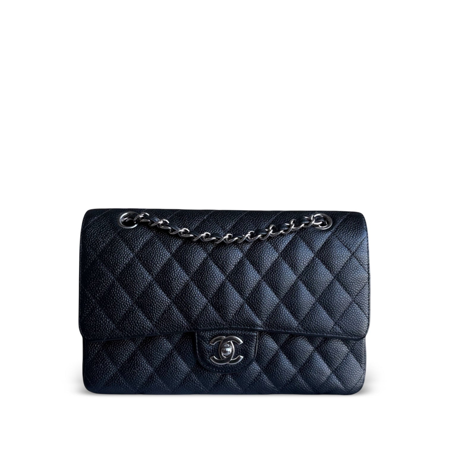 Chanel Classic Flap Medium - Caviar 25CM Quilted Black Silver Hardware Series 20