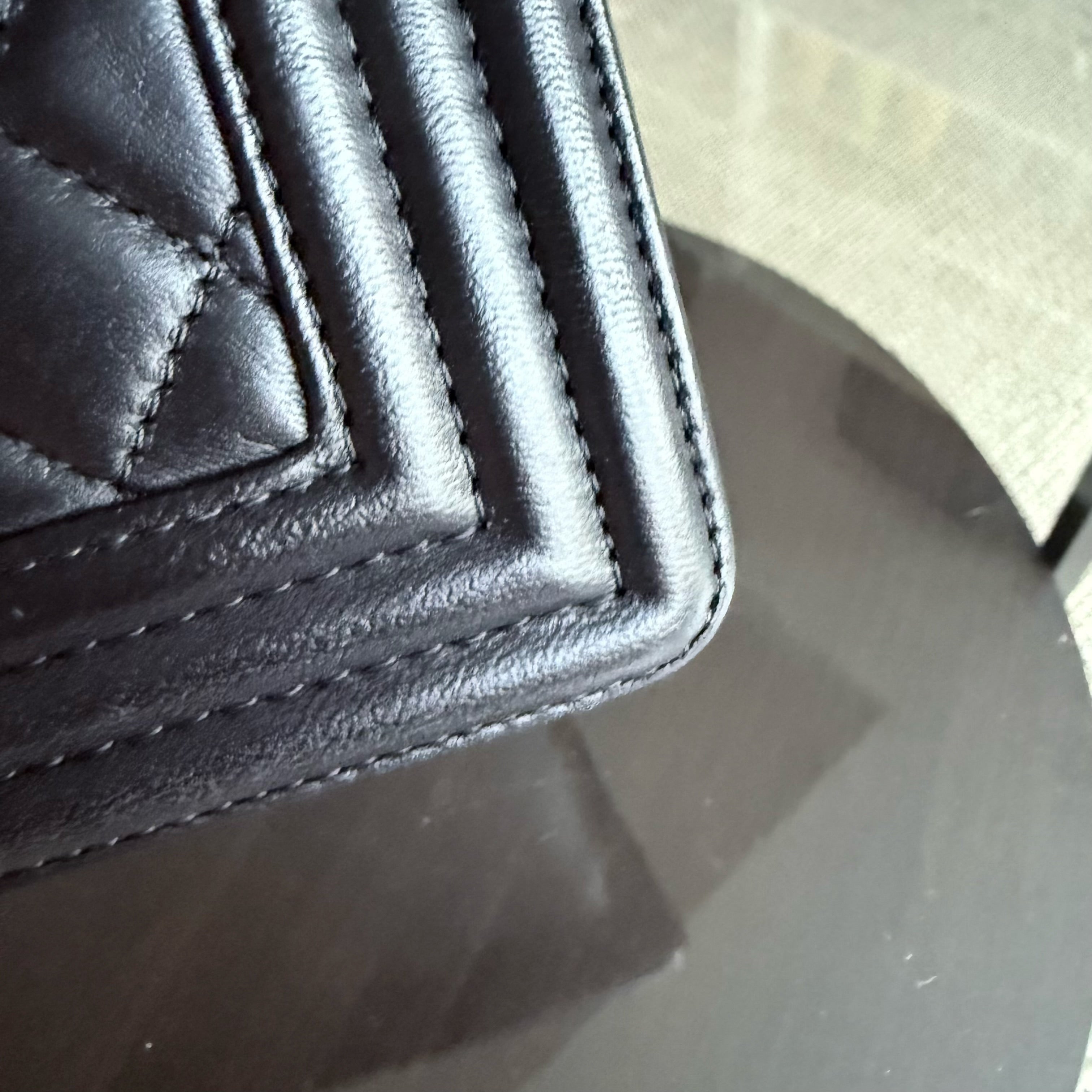 Chanel Boy Old Medium 25CM Quilted Lambskin Black Leboy Ruthenium Silver Hardware