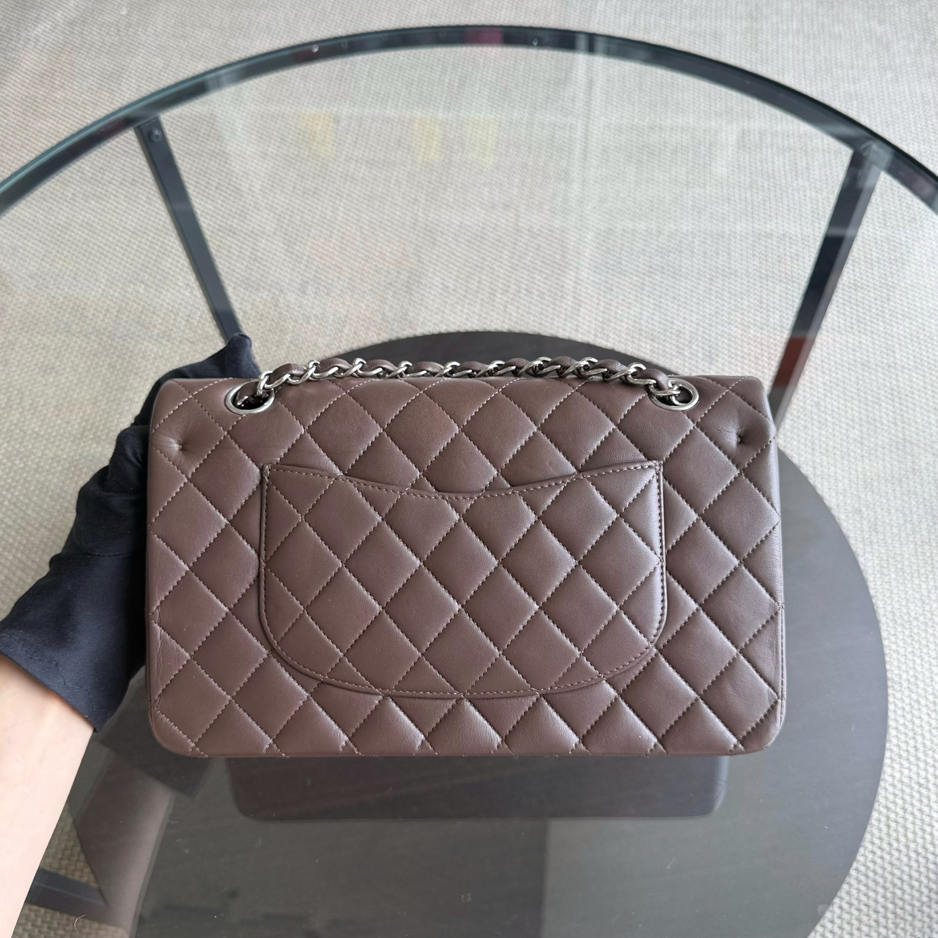 Chanel Classic Flap Medium - 25CM Quilted Lambskin Brown Silver Hardware Series 19