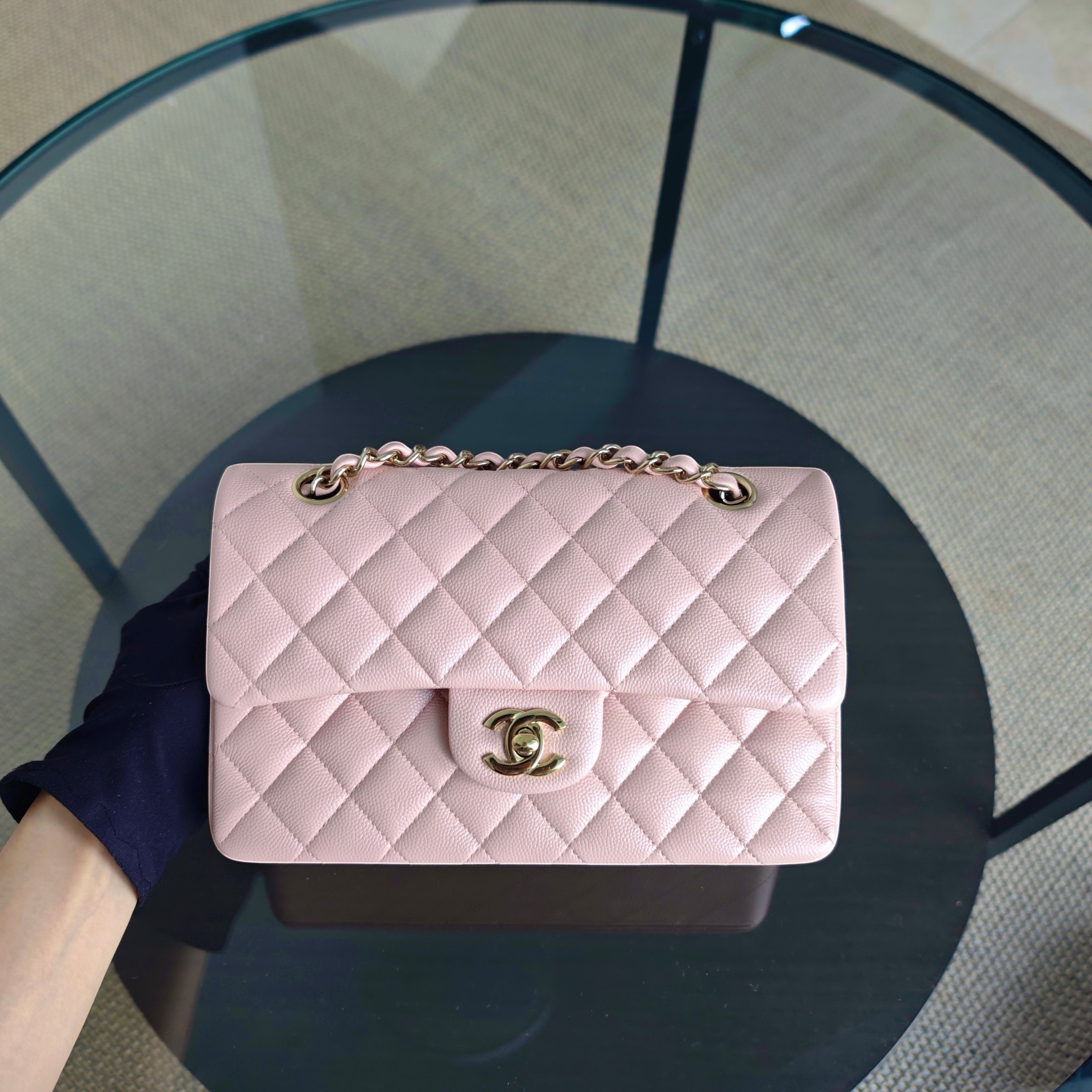 Chanel Classic Flap Small - Caviar 23CM Quilted Sakura Light Pink Light Gold Hardware Series 30