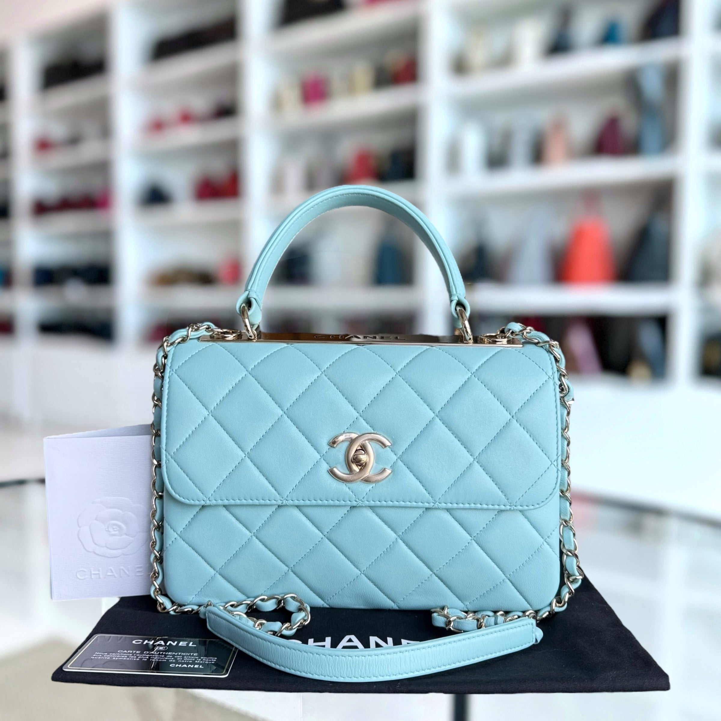 Chanel Trendy CC Small - Quilted Lambskin Light Blue Gold Hardware Series 29