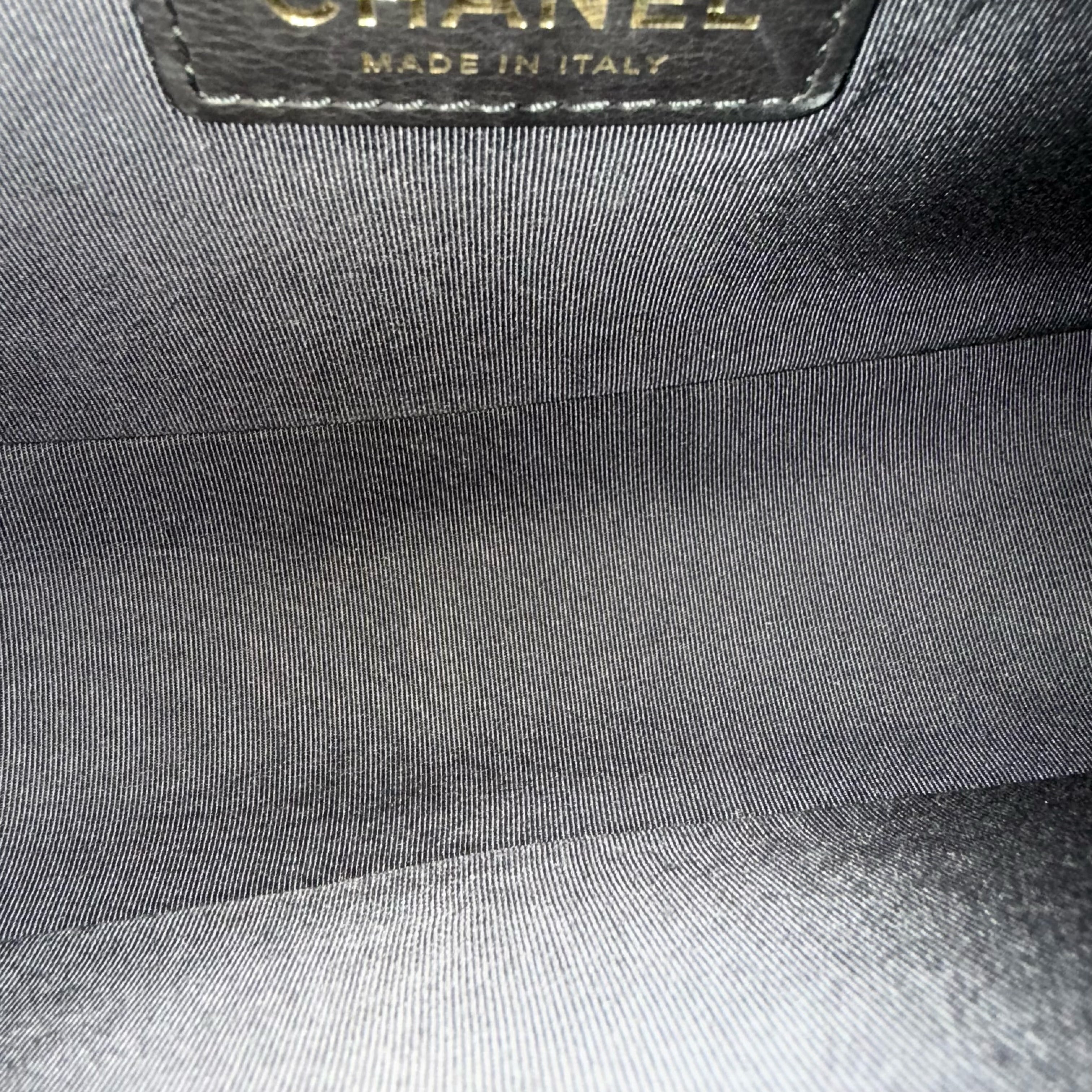 Chanel Boy Medium - Caviar 25CM Quilted Midnight Dark Blue Gold Hardware Series 26