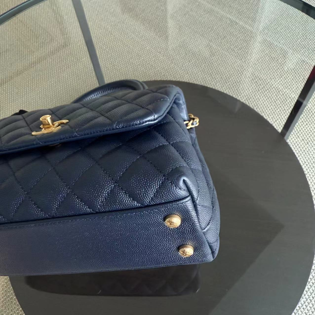 Chanel Coco Handle Small - 24CM Caviar Quilted Navy Dark Blue Gold Hardware Series 27