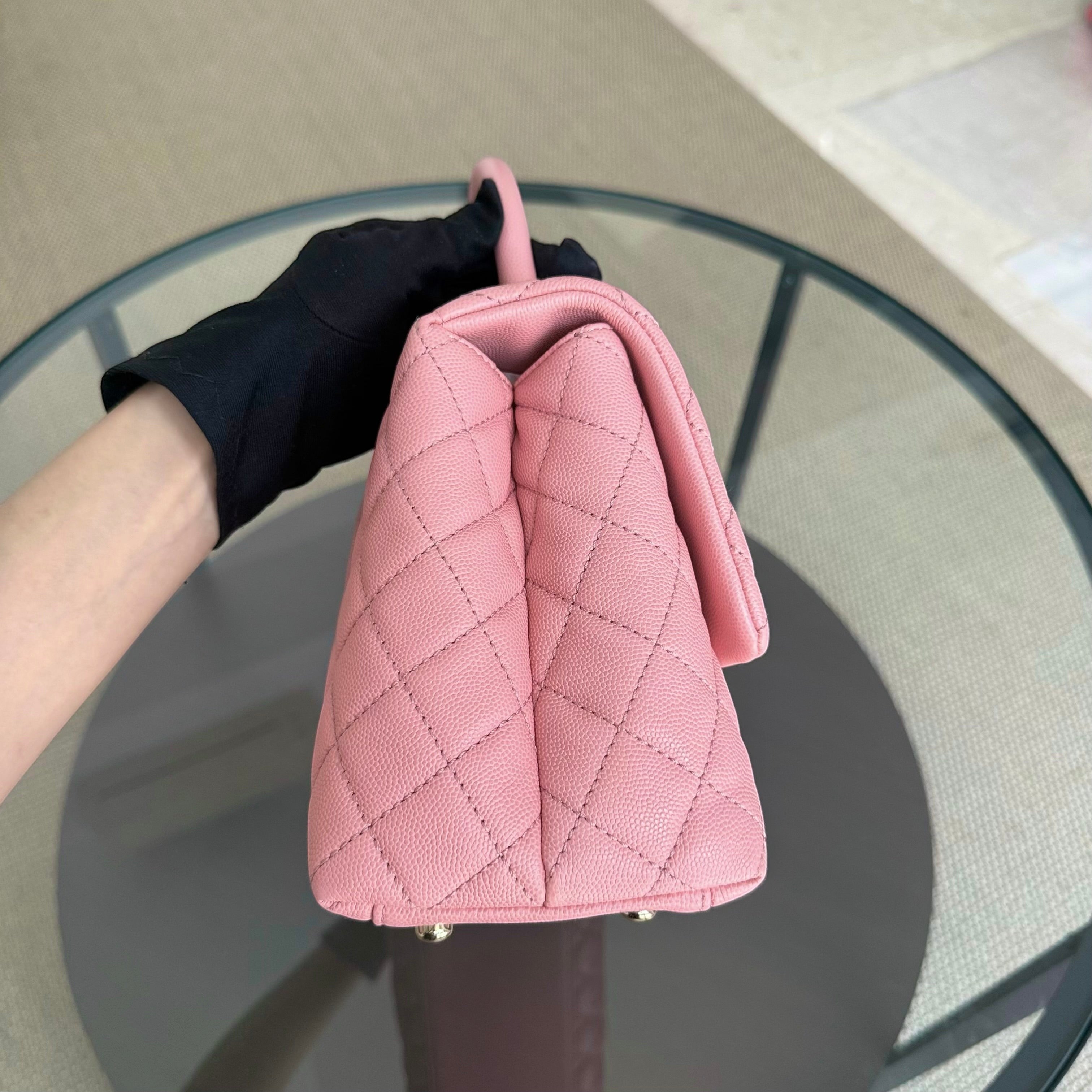 Chanel Coco Handle Medium - Caviar 29CM Quilted Pink Gold Hardware Series 27