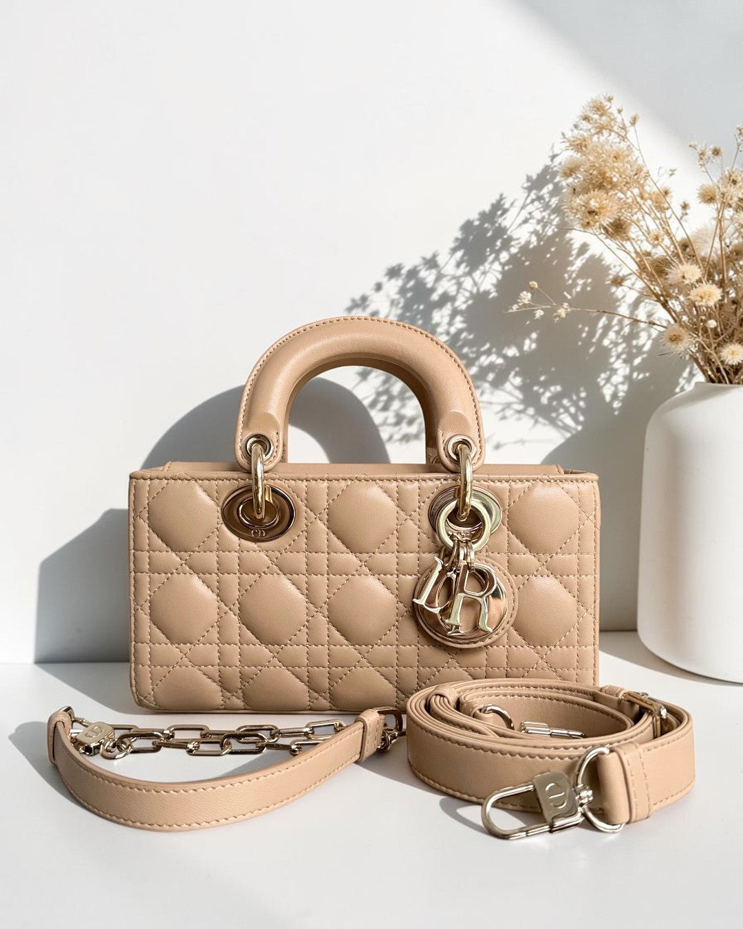Dior D-Joy Small Lady - Cannage Lambskin Caramel Beige Gold Hardware