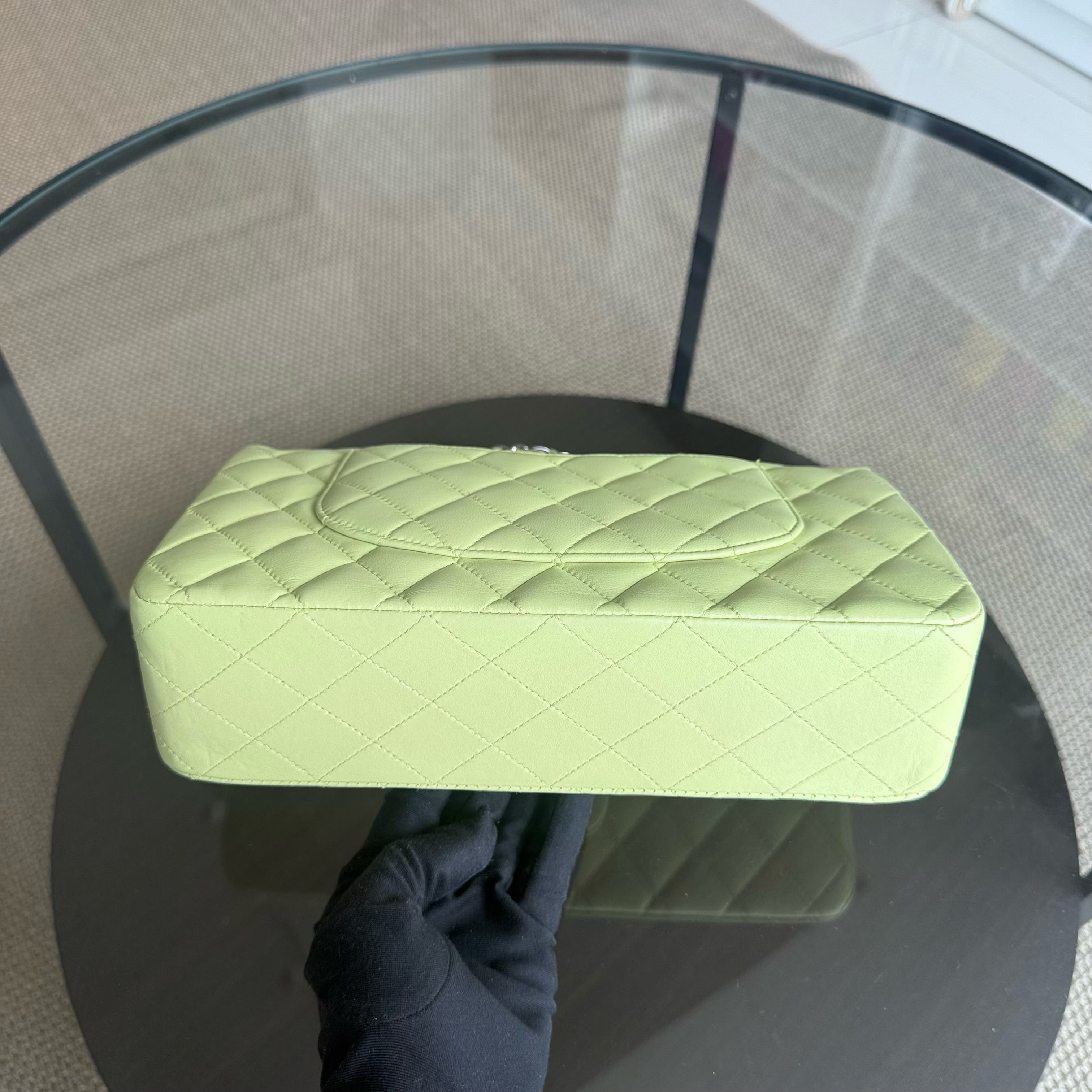 Chanel Classic Flap Medium - 25CM Quilted Lambskin Lime Silver Hardware Series 14
