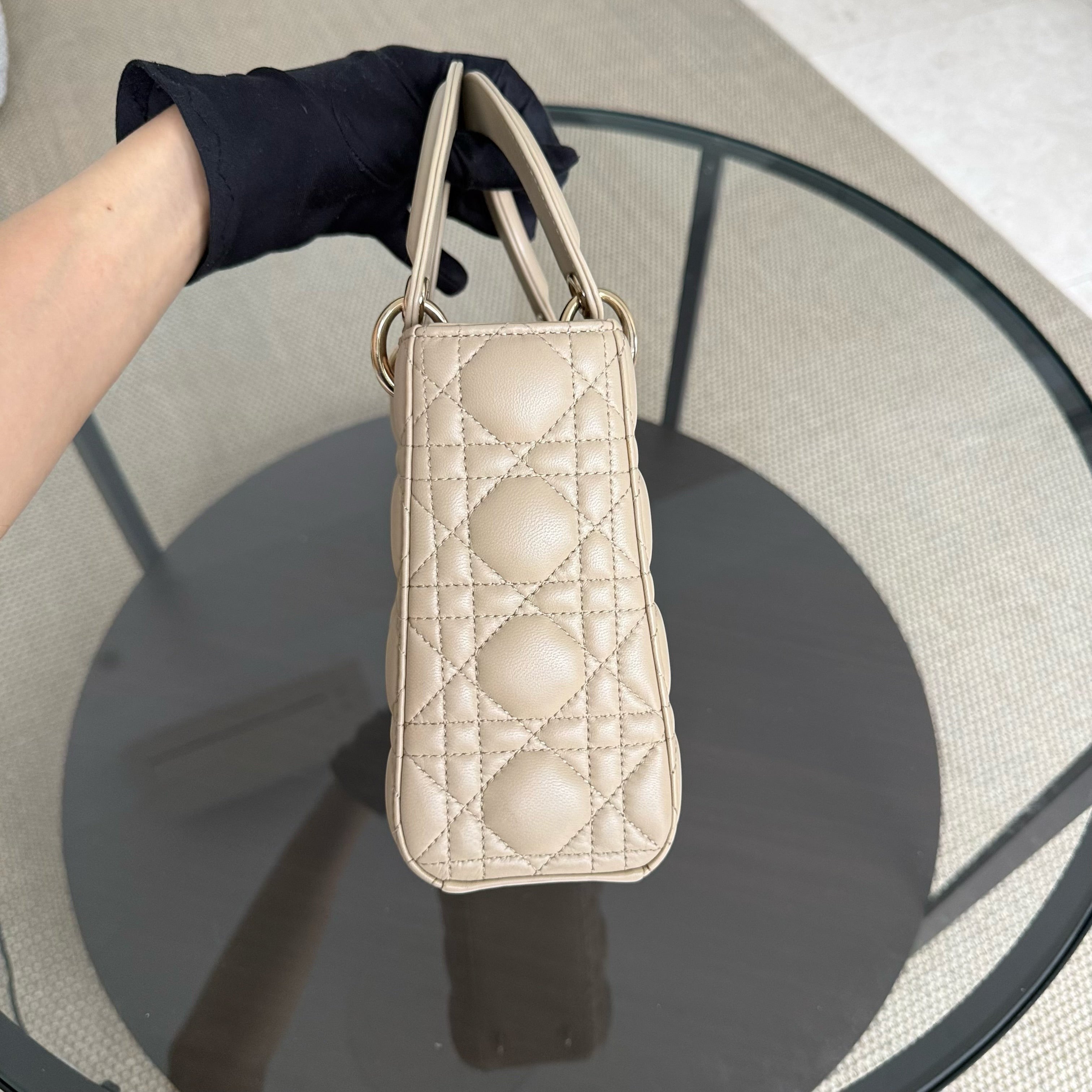 Dior Lady Small ABC Flap - Cannage Lambskin Beige Gold Hardware MyABC