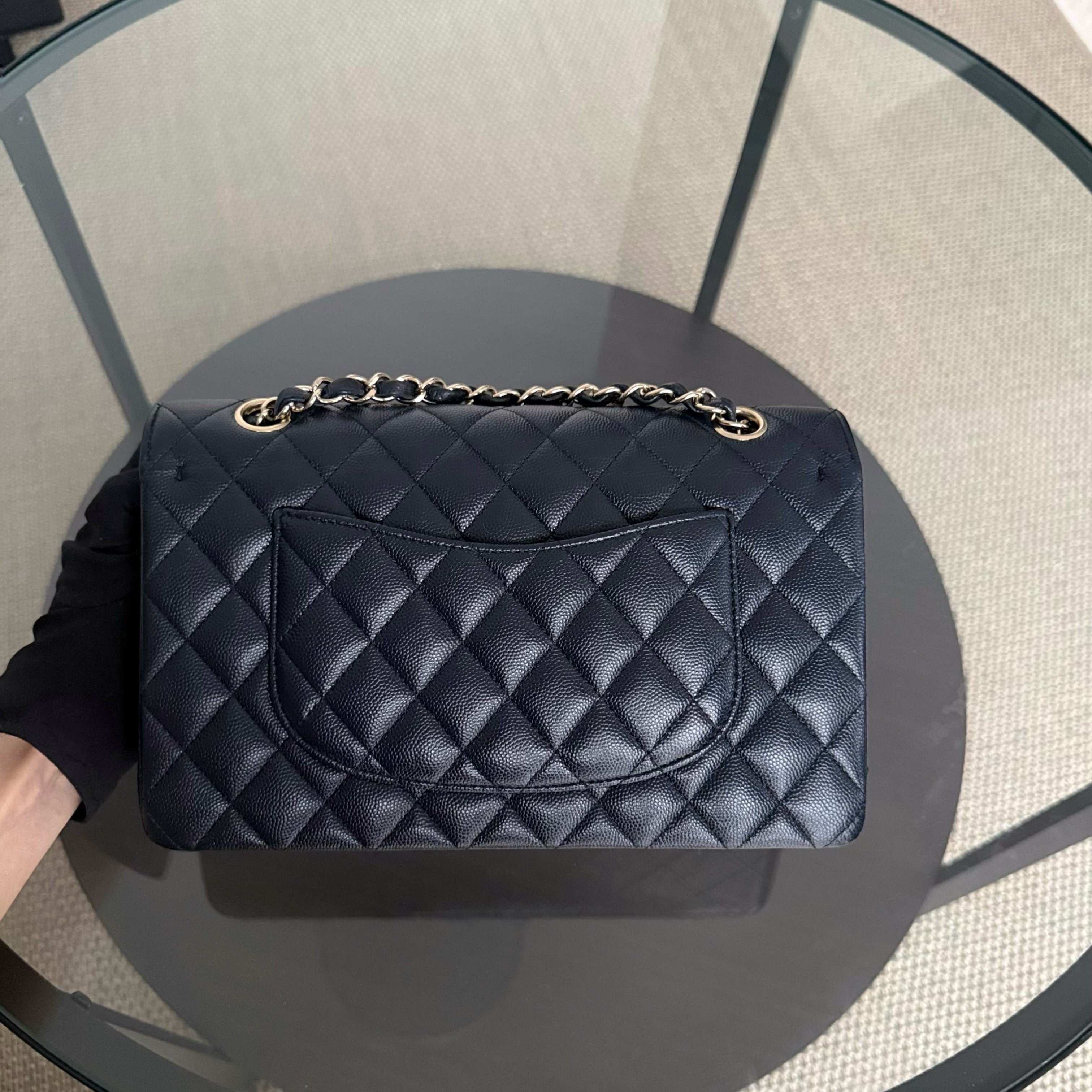 Chanel Classic Flap Medium - Caviar 25CM Quilted Dark Midnight Blue Gold Hardware Series 28