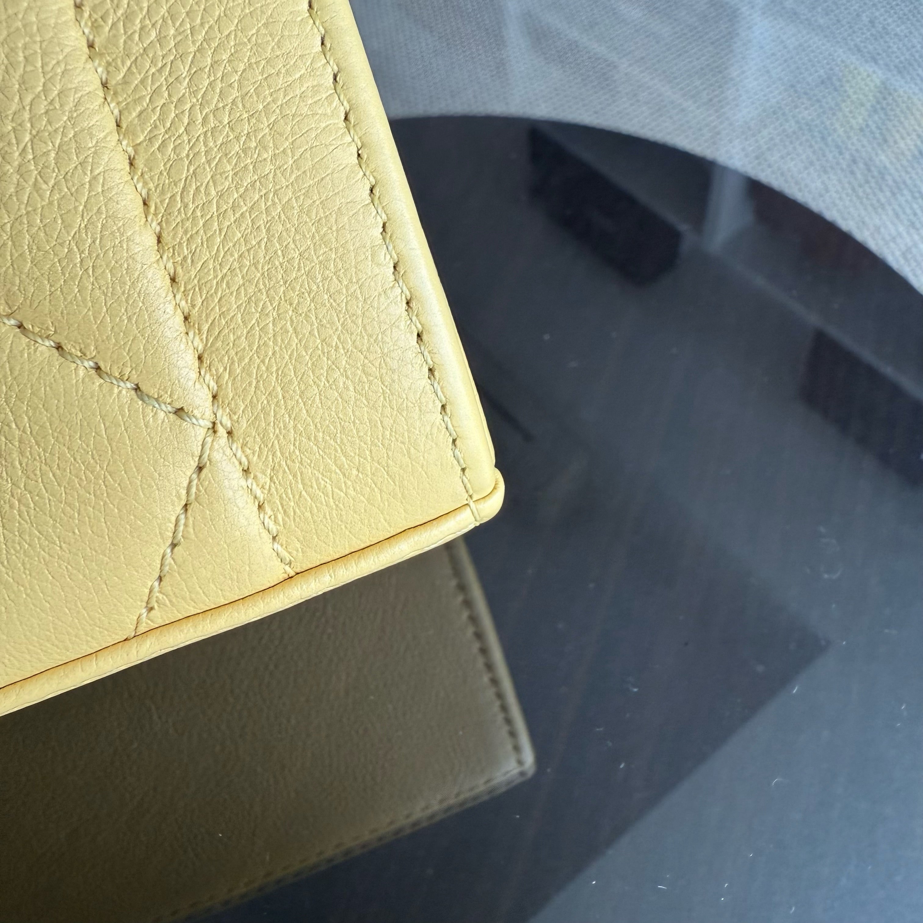 Chanel Label Click Small - Quilted Grained Calfskin Yellow Gold Hardware Series 23