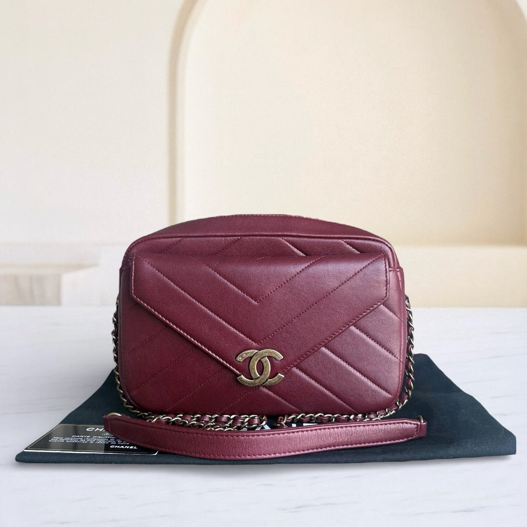 Chanel Flap - 22CM Chevron Calfskin Gold Hardware Series 22
