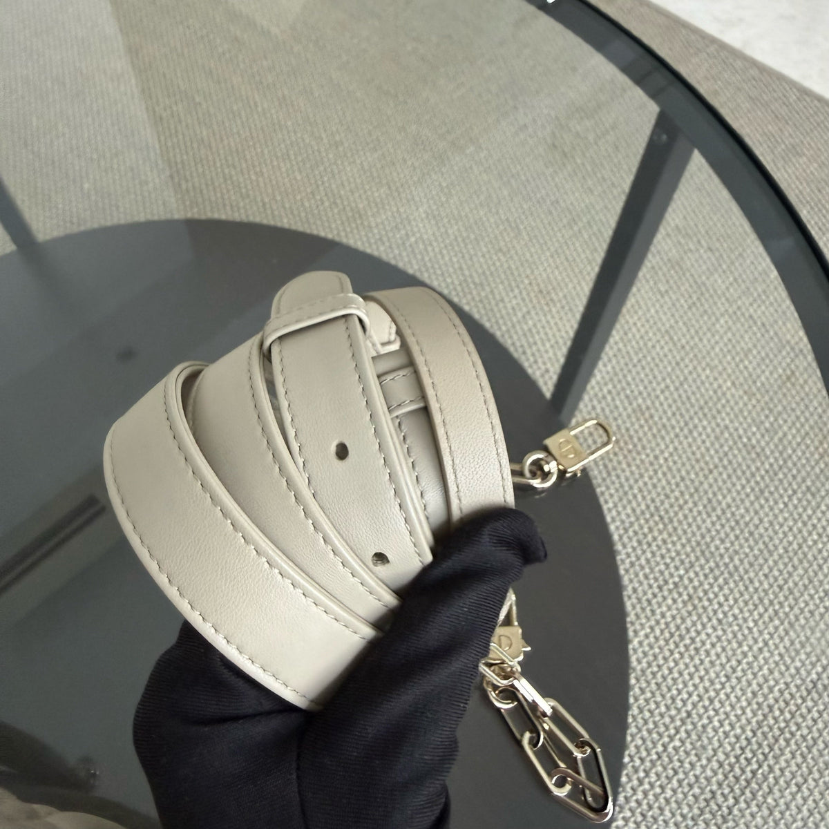Dior D-Joy Medium Cannage Lambskin Beige Golden Hardware Shoulder Bag