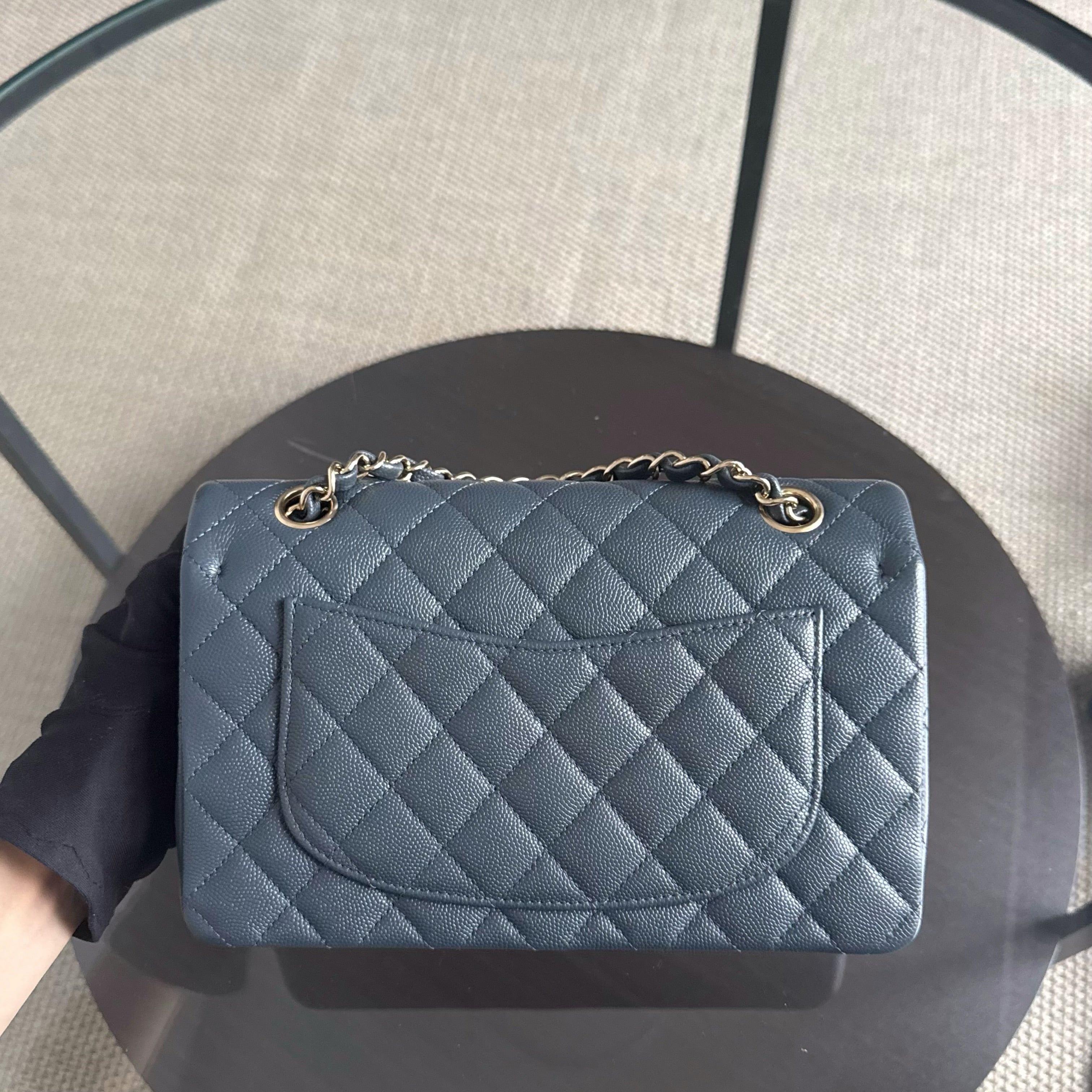 Chanel Classic Flap Small - Caviar 23CM Quilted Dark Gray Grey Gold Hardware Series 26