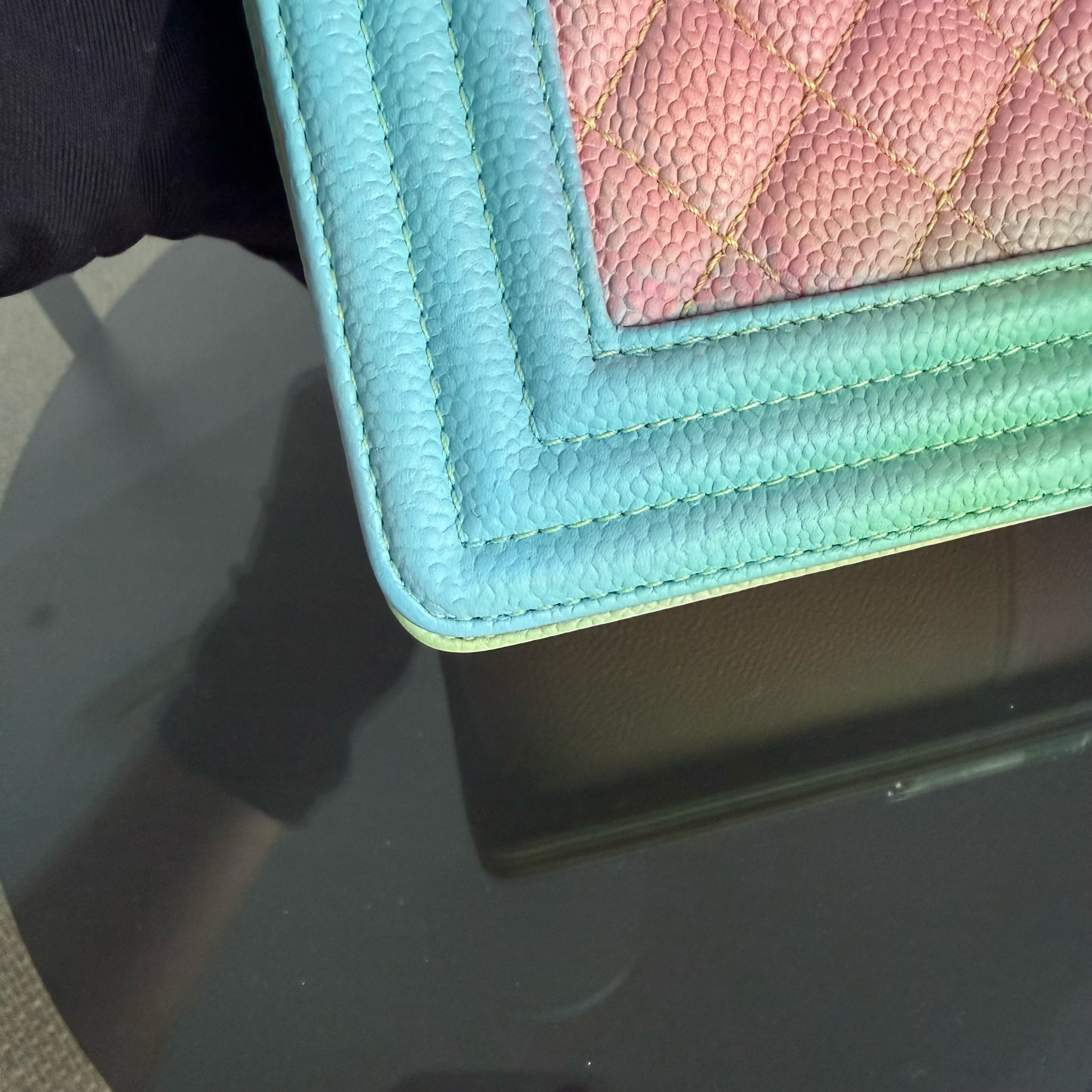 Chanel Boy Medium - Caviar 25CM Quilted Grained Calfskin Rainbow Limited Edition Series 23