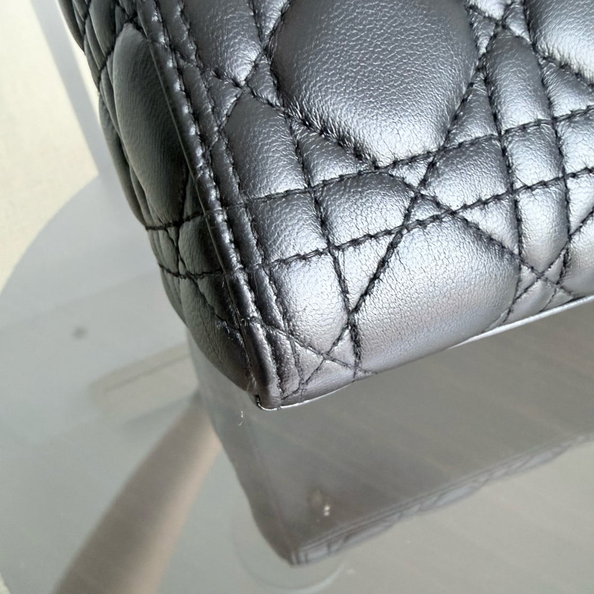 Dior Lady Medium - Flap Open Cannage Lambskin Black Gold Hardware NO STRAP