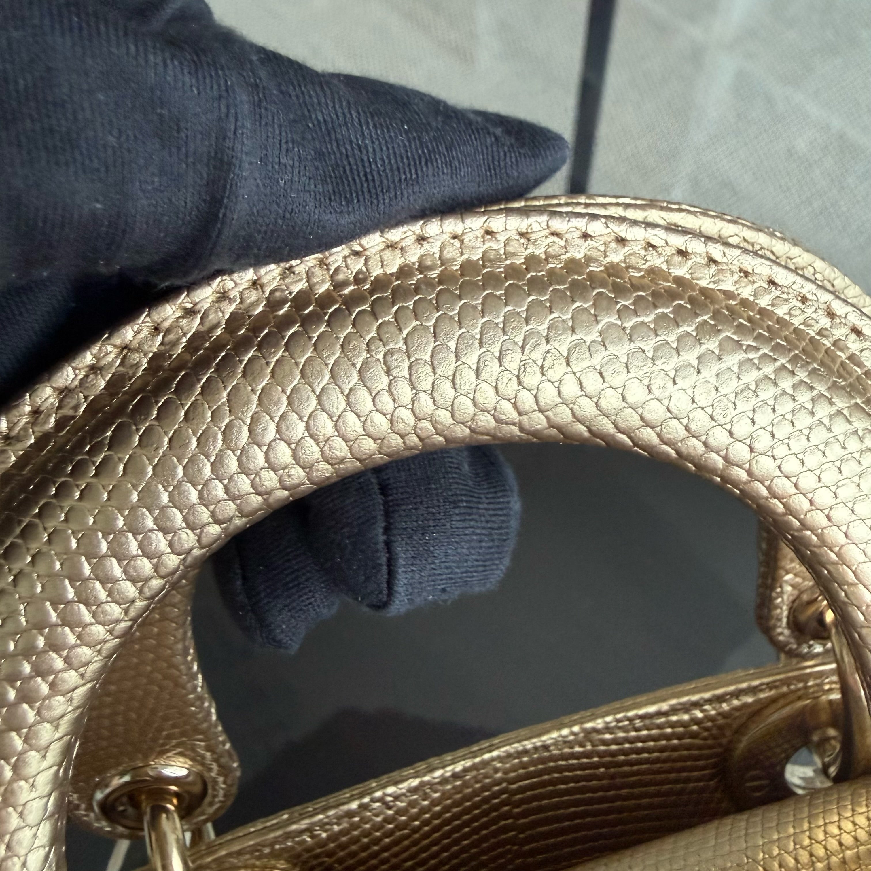 Dior Lady Mini - Exotic Lizard Gold Gold Hardware