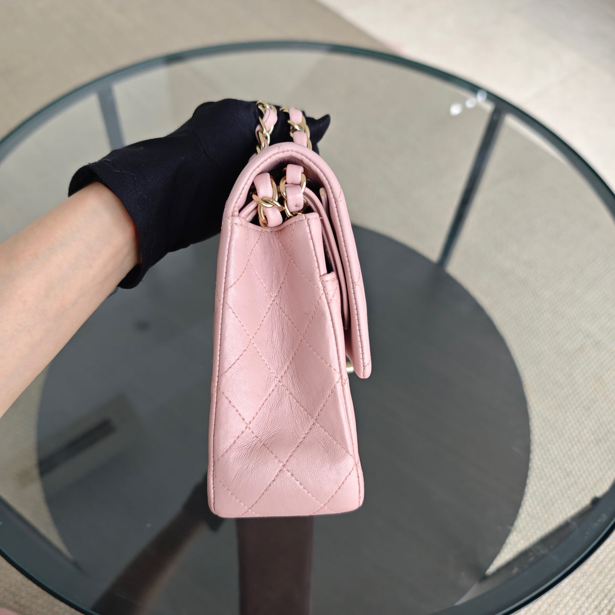 Chanel Classic Flap Medium - 25CM Quilted Lambskin Light Sakura Pink Gold Hardware Series 20