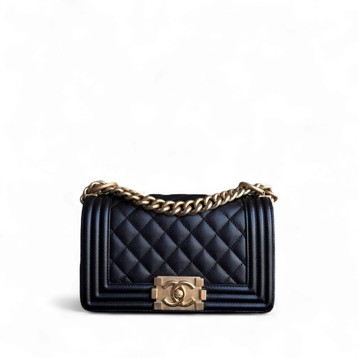 Chanel Boy Small - Caviar 20CM Quilted Black Gold Hardware Series 26