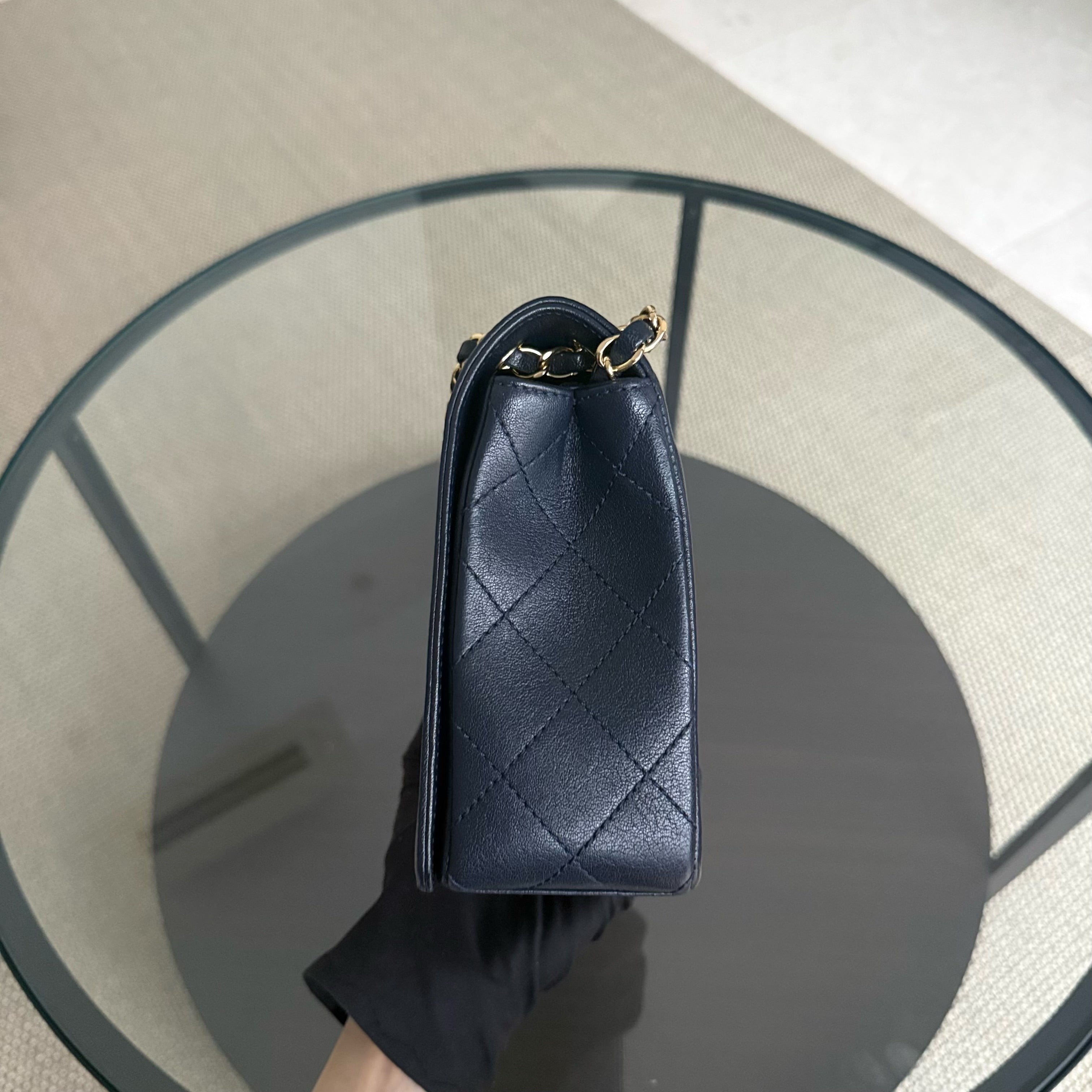 Chanel Seasonal Flap Mademoiselle - 28CM Quilted Lambskin Midnight Blue Gold Hardware Series 23