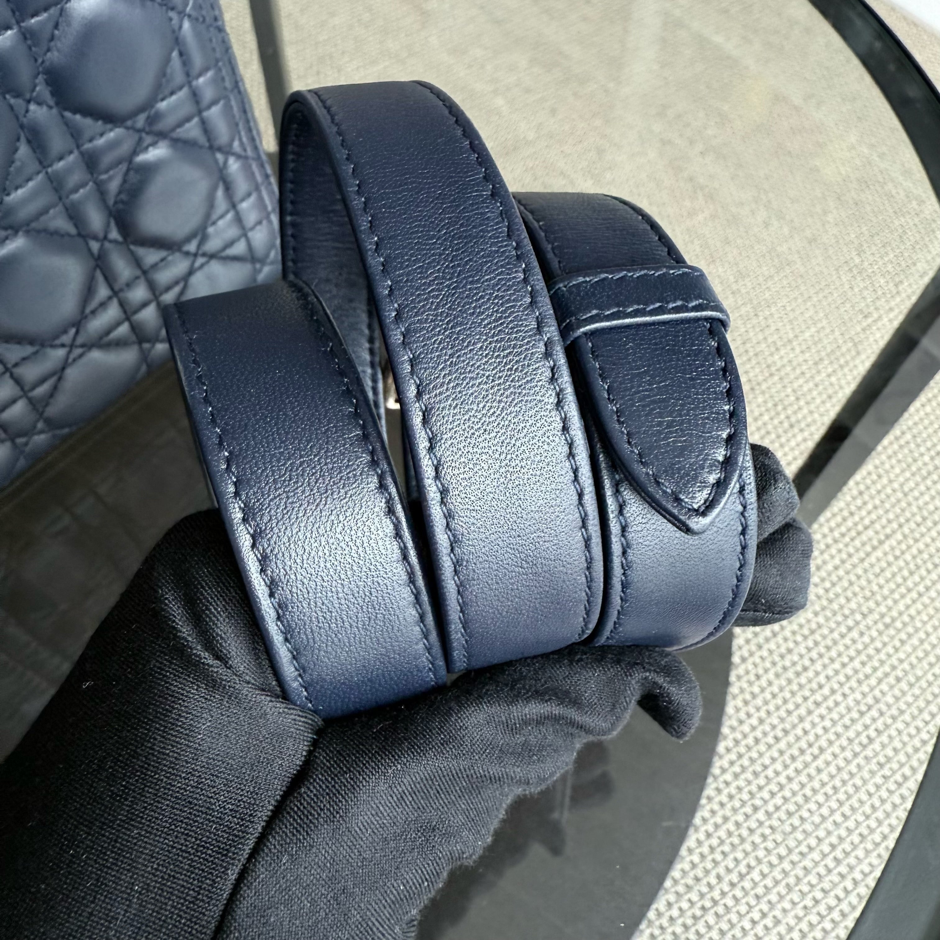 Dior Lady Large Flap - Canange Lambskin Dark Blue Gold Hardware