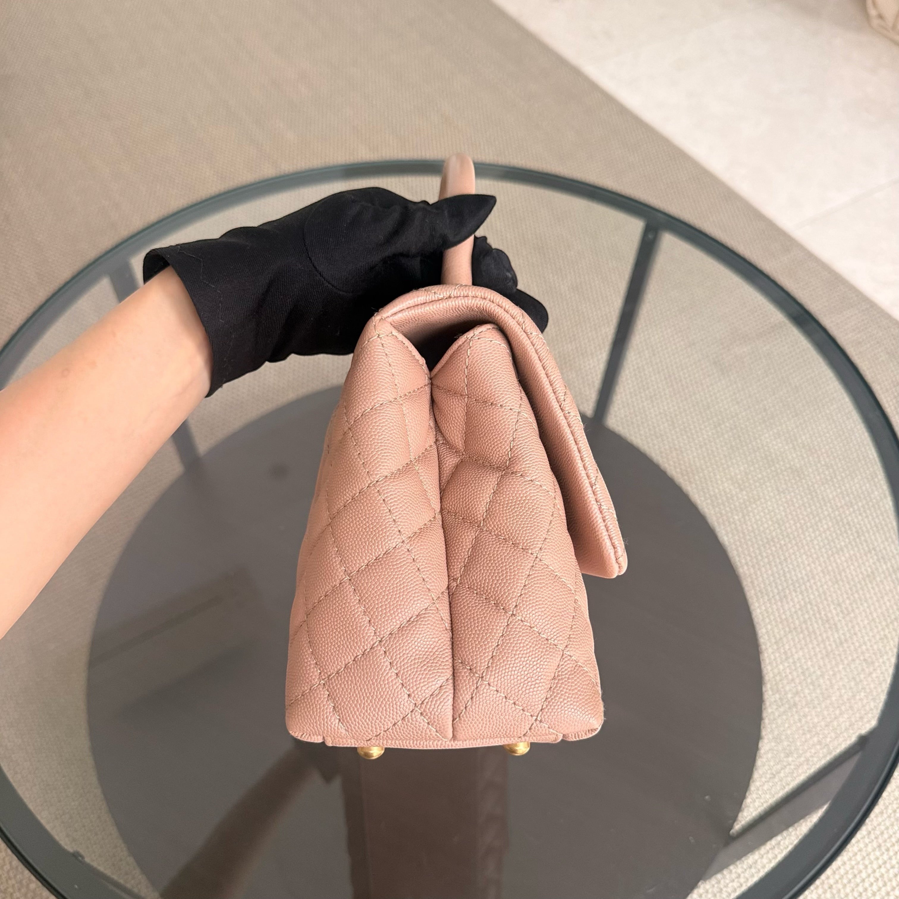 Chanel Coco Handle Medium - Caviar Quilted Beige Gold Hardware Series 26
