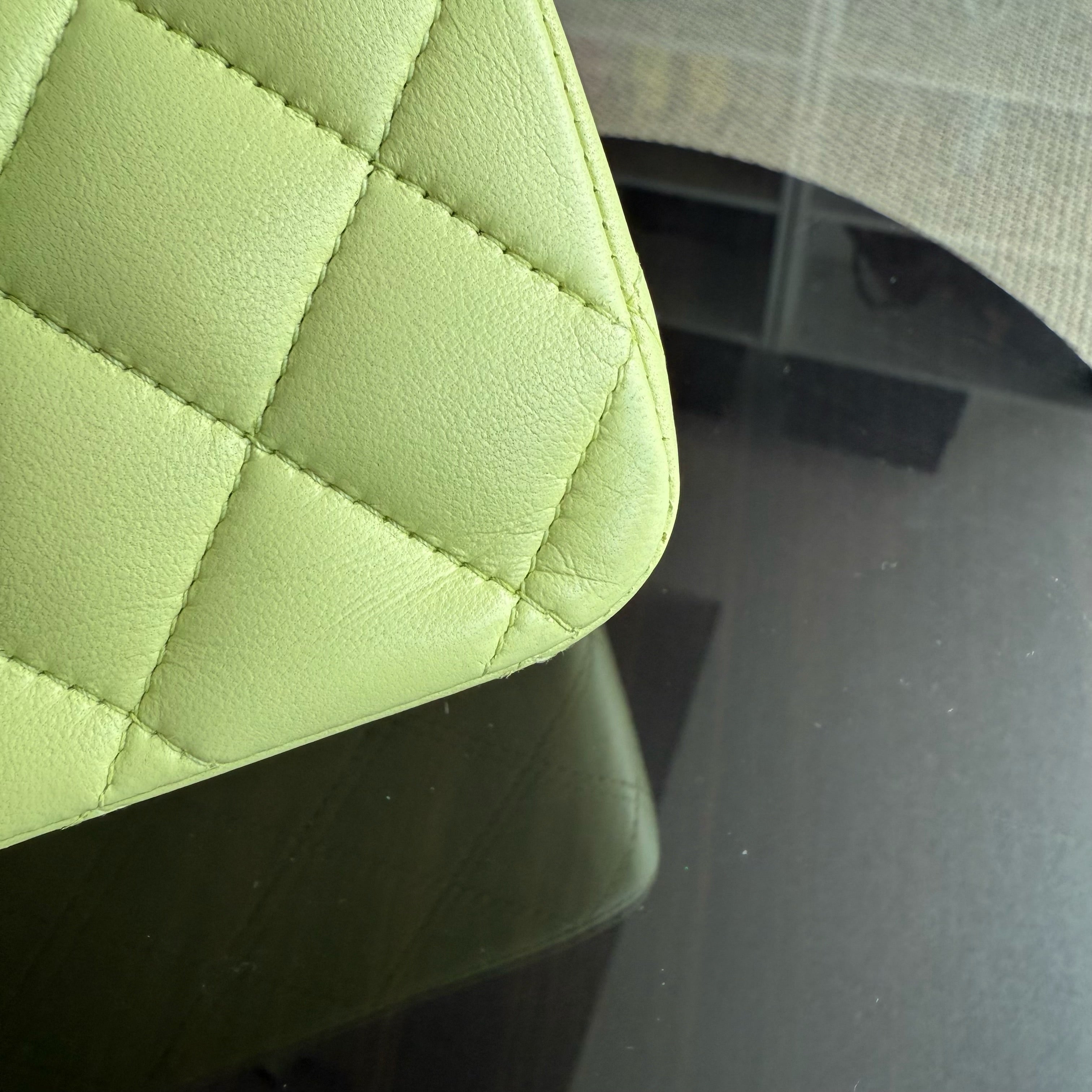 Chanel Classic Flap Medium - 25CM Quilted Lambskin Lime Silver Hardware Series 14