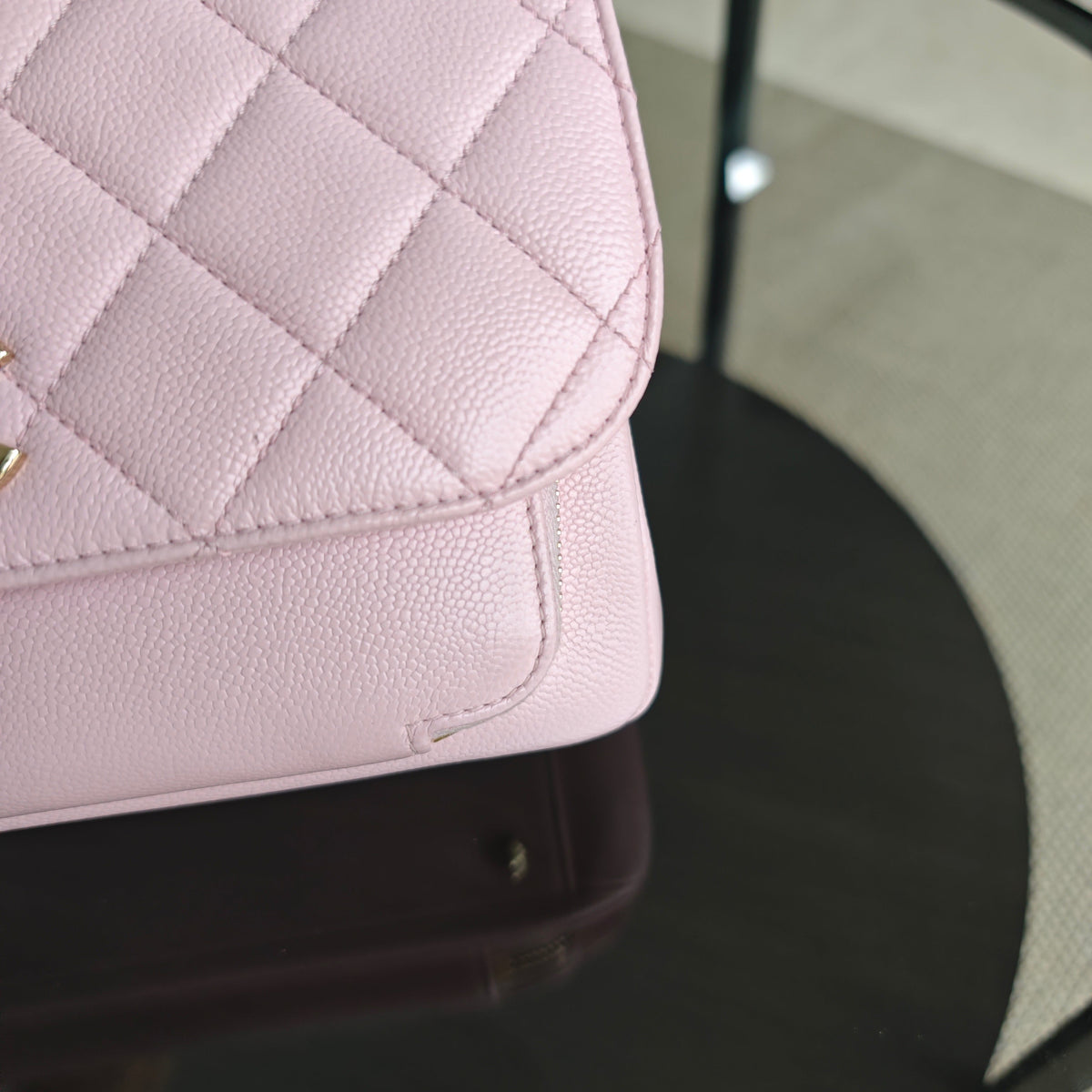 Chanel Business Affinity - Medium 23CM Caviar Quilted Sakura Light Pink Gold Hardware Microchip