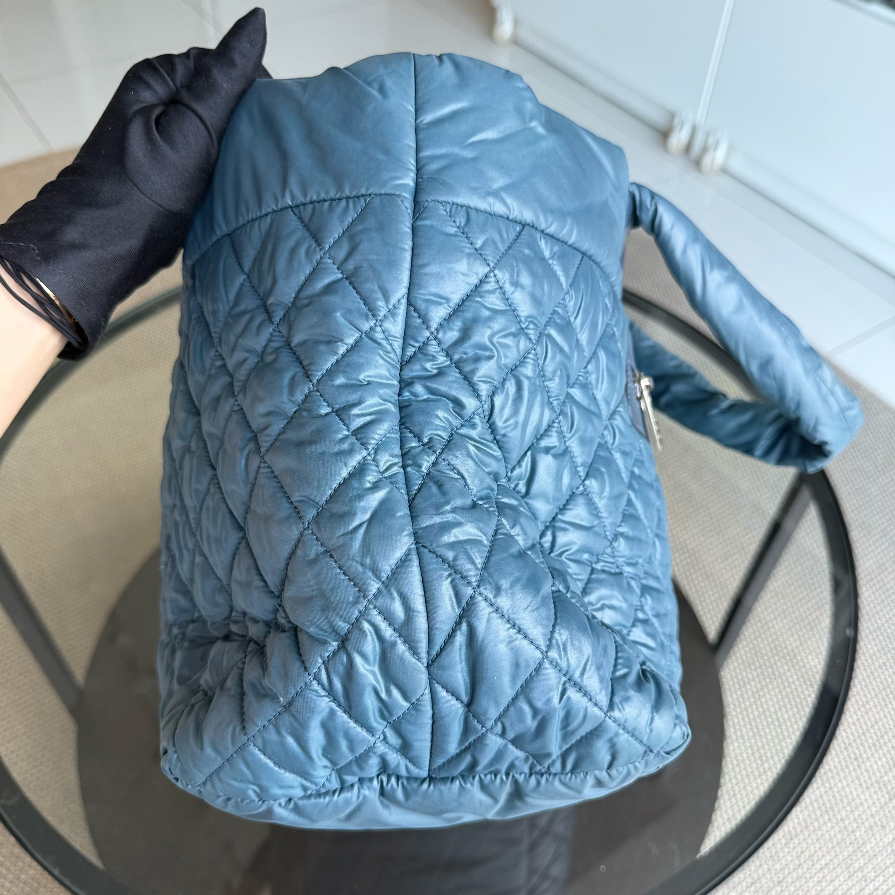 Chanel Coco Cocoon Quilted Nylon Tote Blue No 13