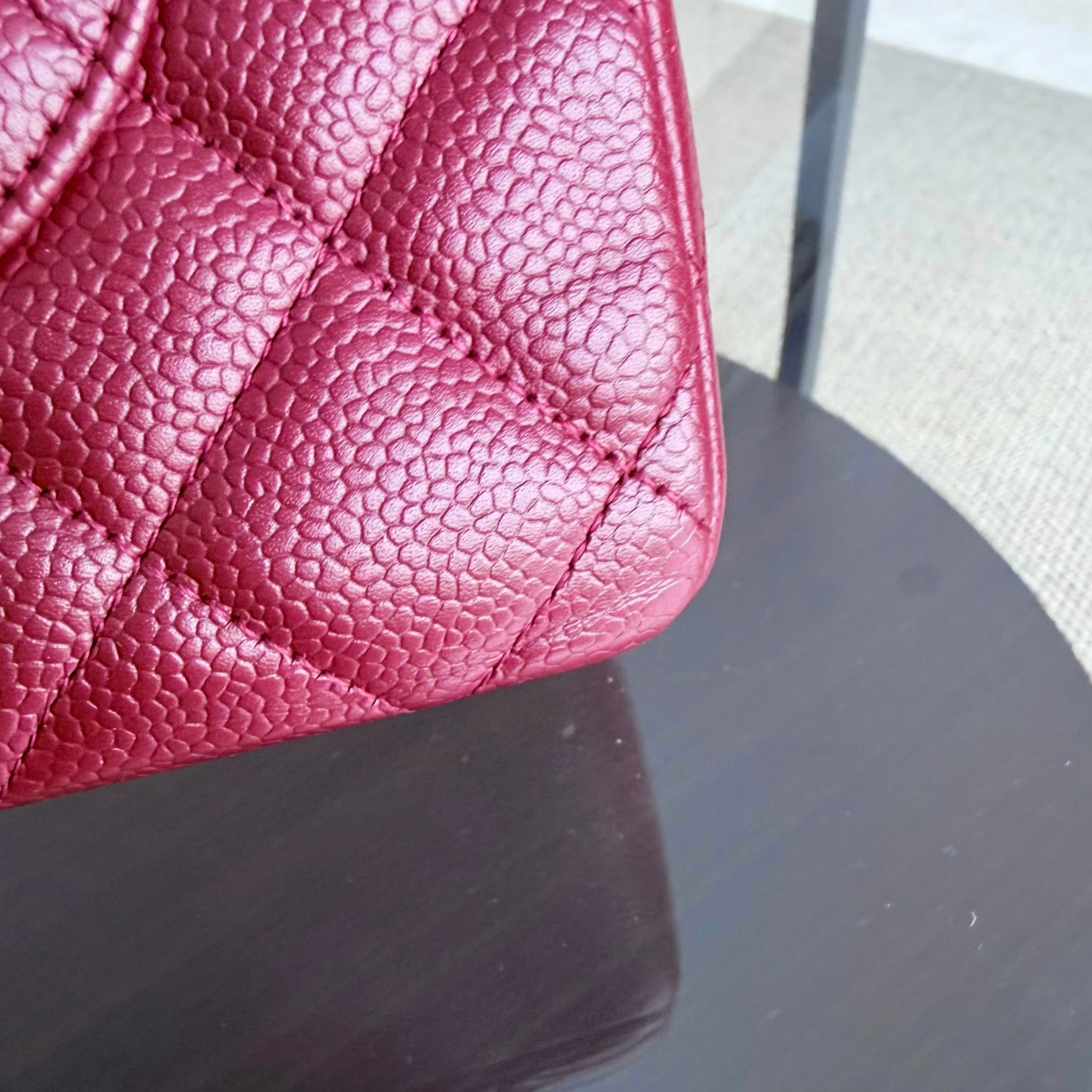 Chanel Classic Flap Jumbo - Caviar 30CM Single Flap Quilted Burgundy Dark Red Gold Hardware Series 13